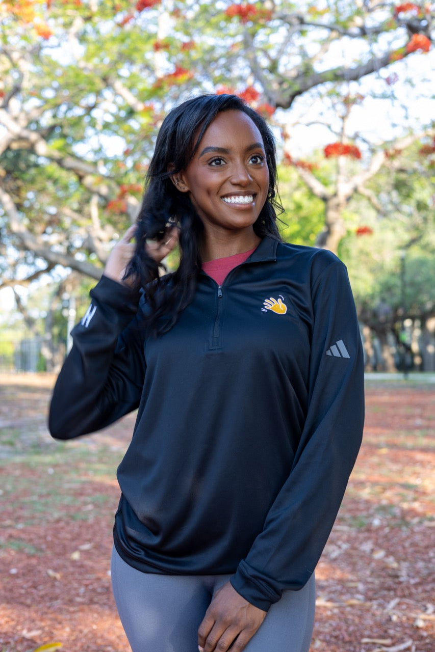 Hi Happy interactions Adidas Pull Over Quarter Zip in Black