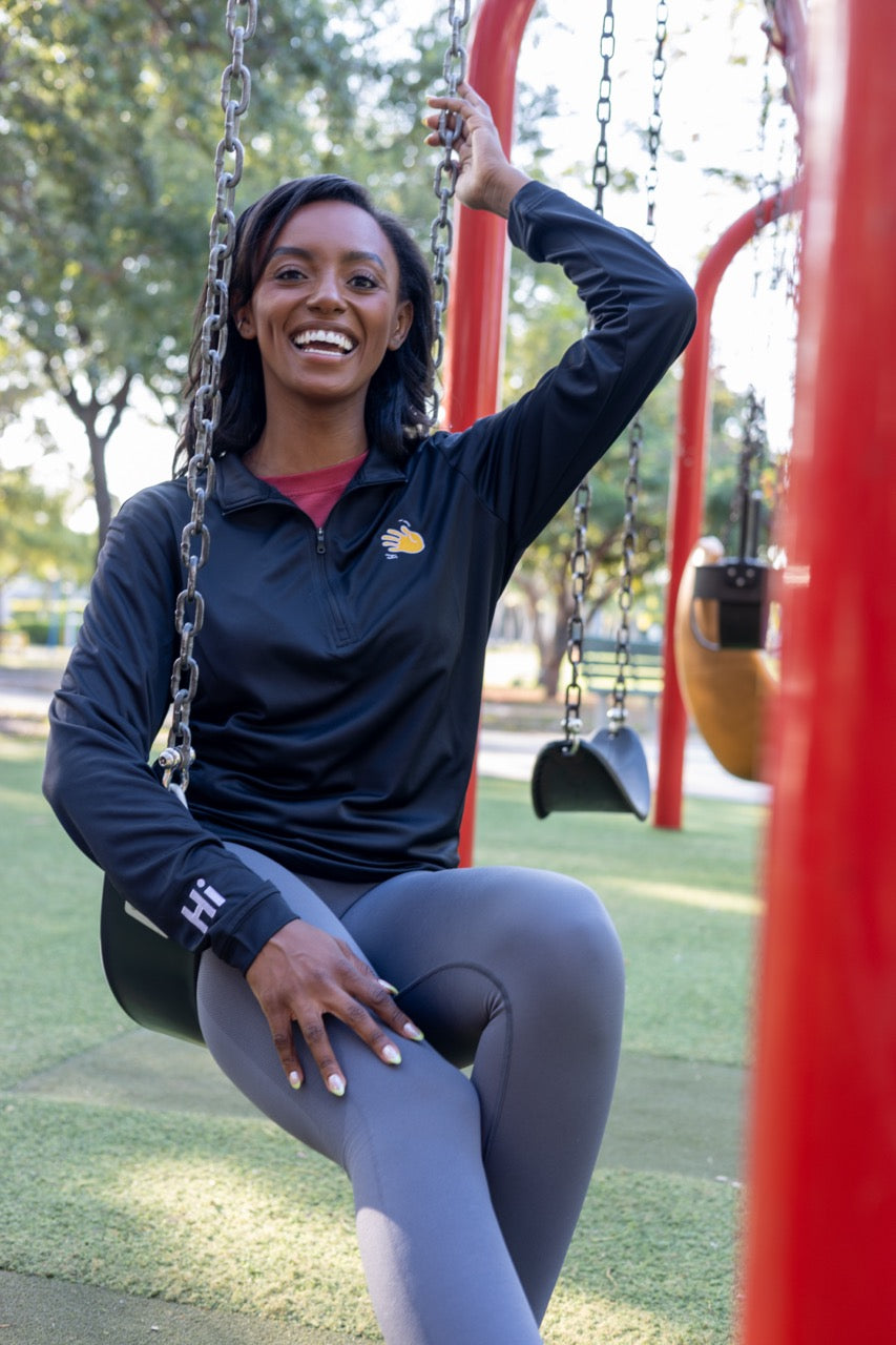 Hi Happy interactions Adidas Pull Over Quarter Zip in Black