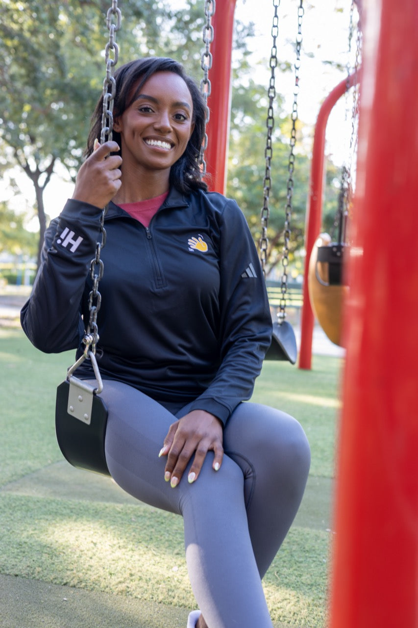 Hi Happy interactions Adidas Pull Over Quarter Zip in Black