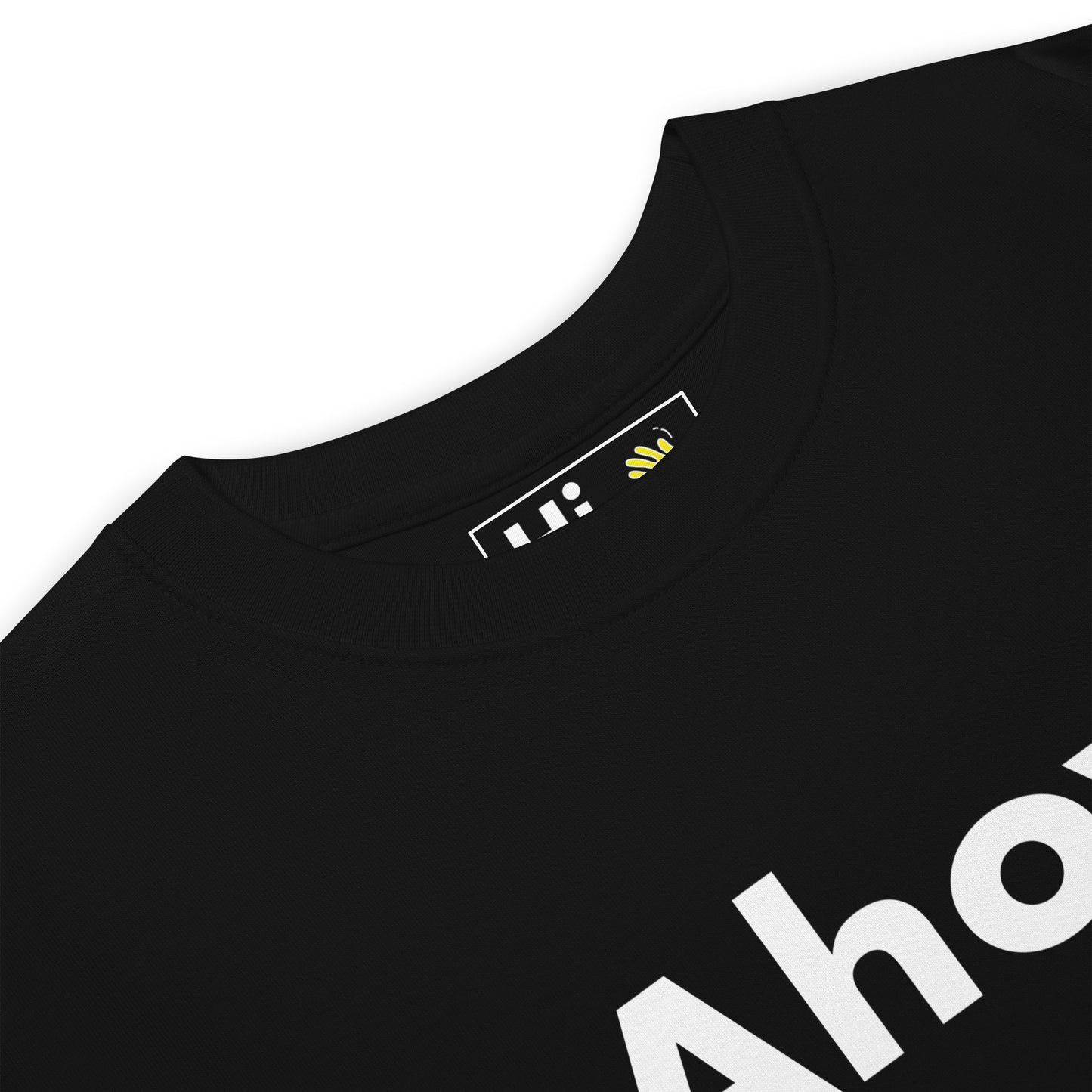 Hi Ahoy Nautical Friendly Greeting T shirt in black front