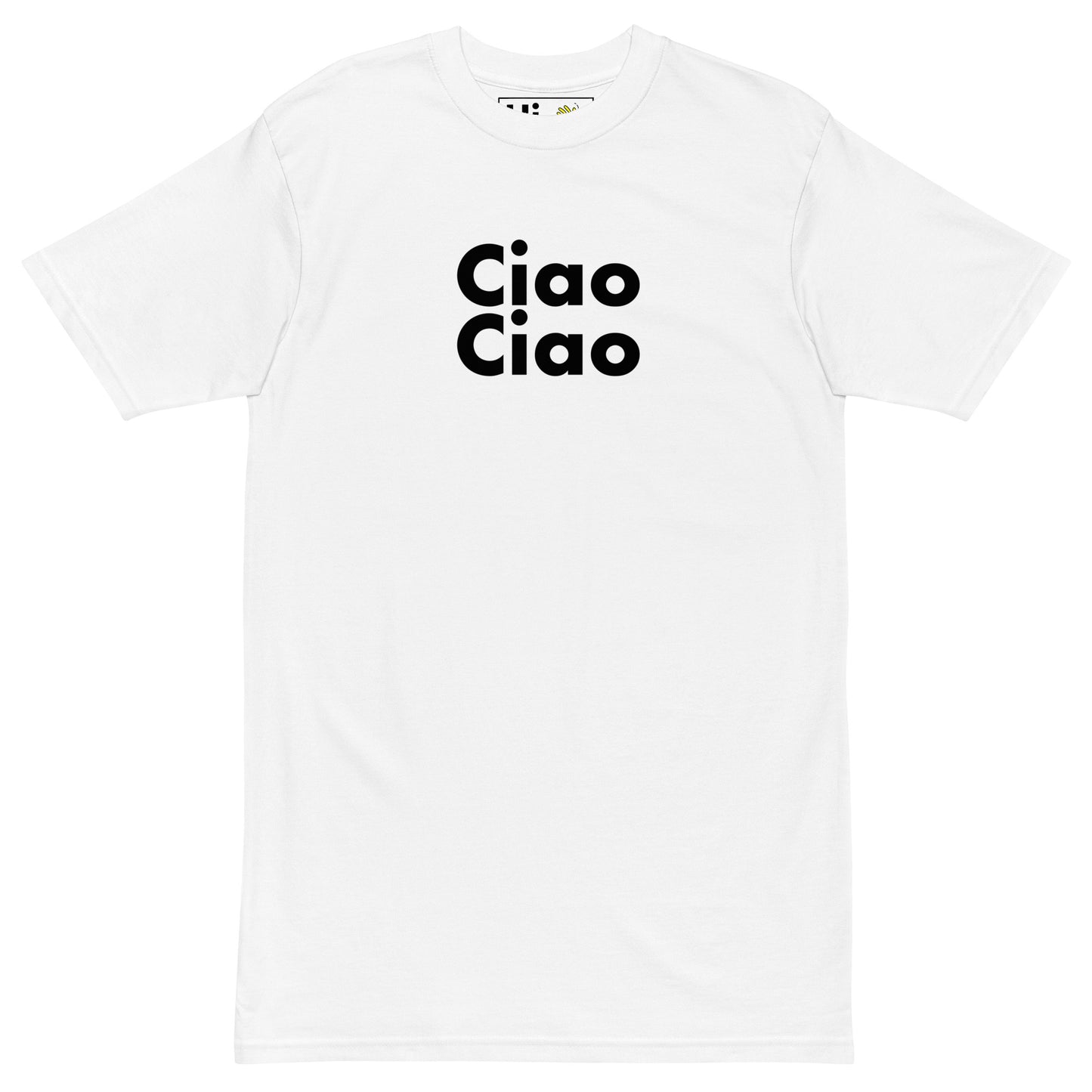 Hi Ciao Ciao Italian Greeting T shirt in white