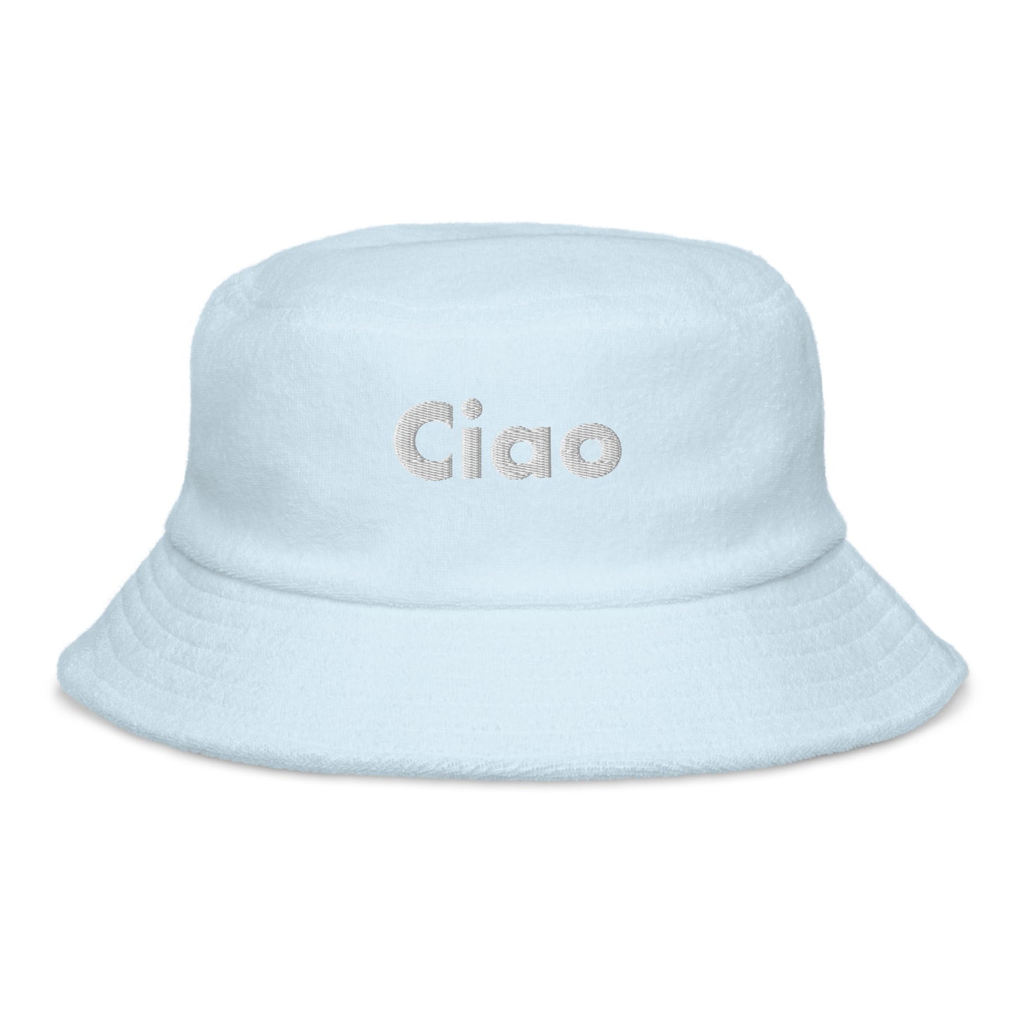 Hi Ciao Terry Towel Beach Bucket Hat in light blue