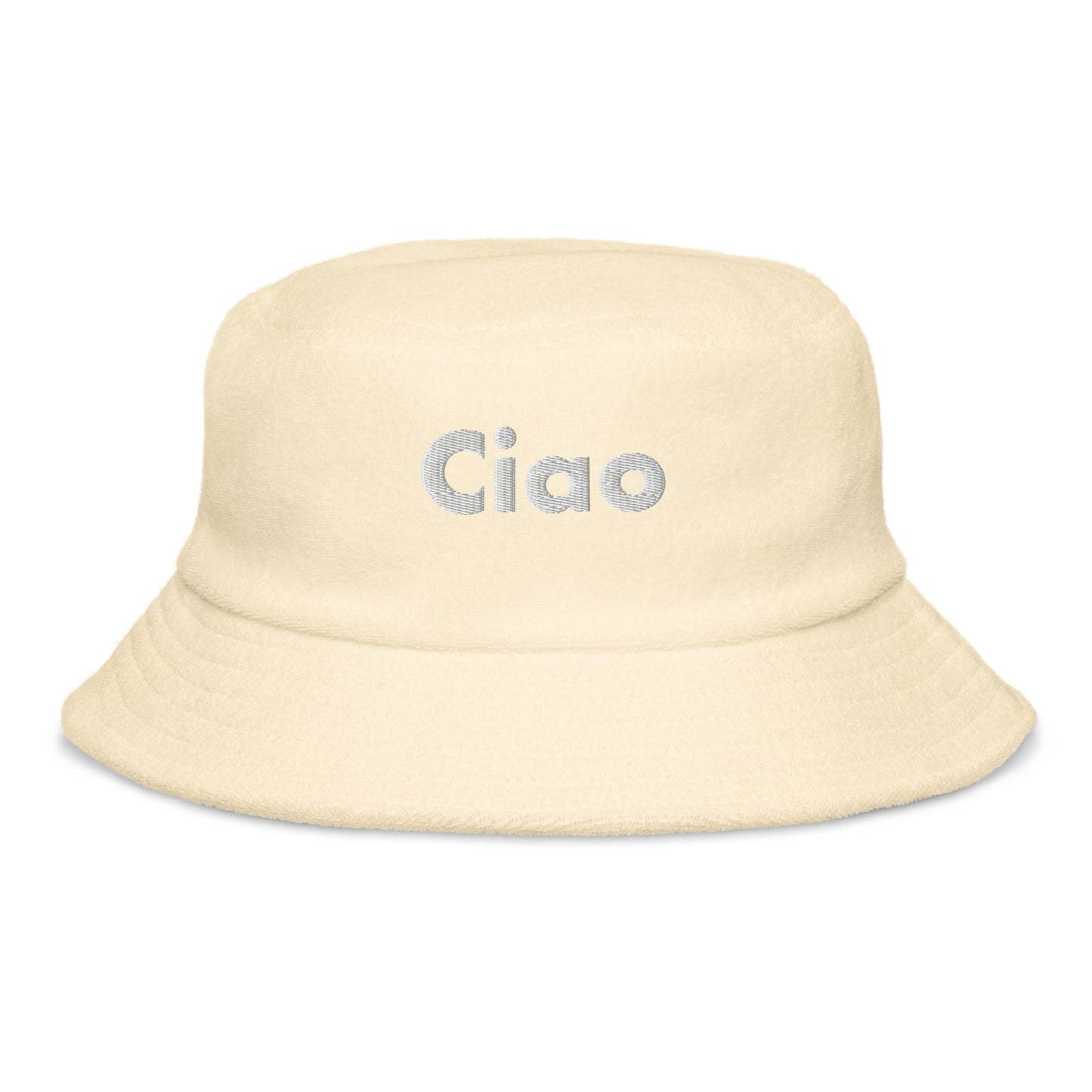 Hi Ciao Terry Towel Beach Bucket Hat in light yellow
