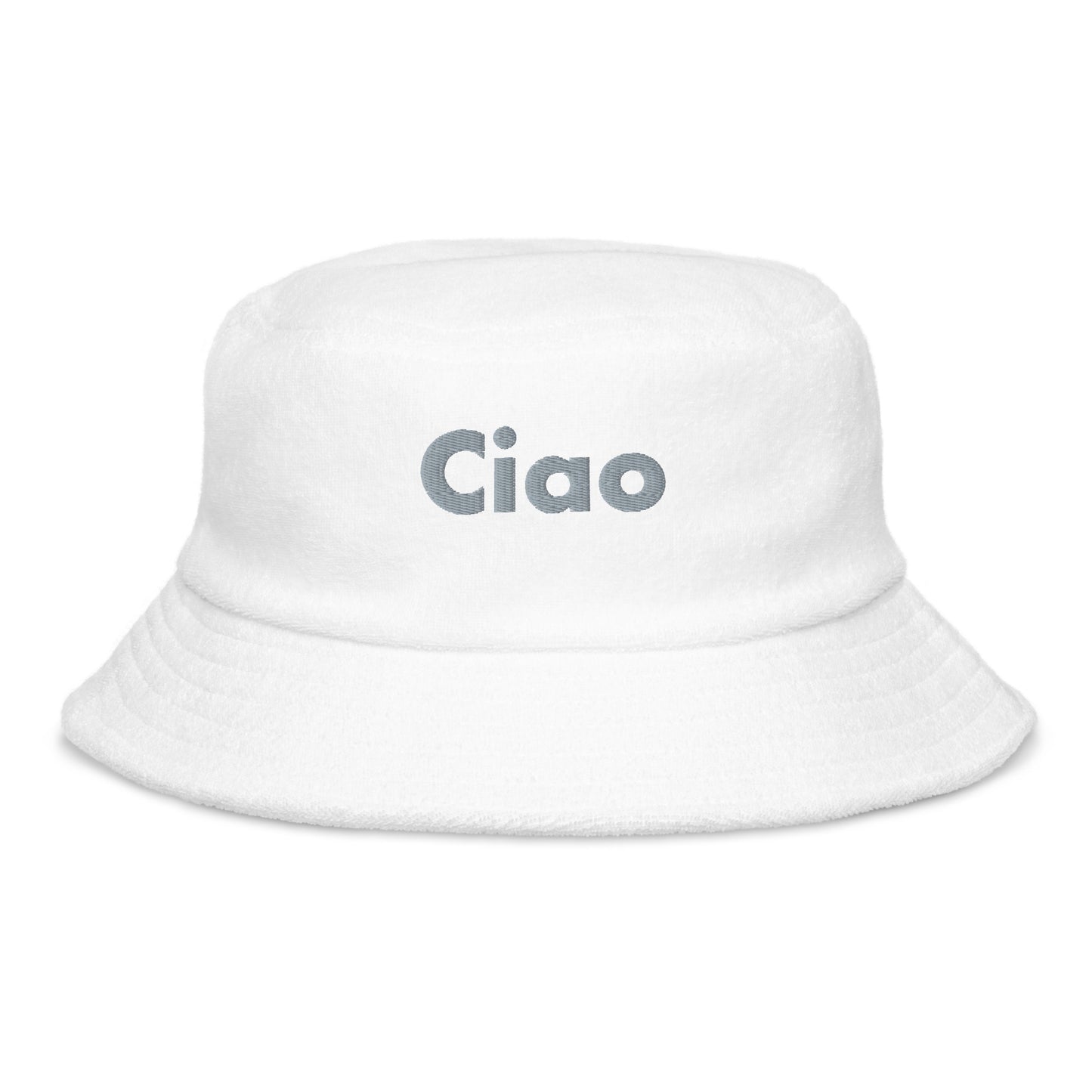 Hi Ciao Terry Towel Beach Bucket Hat in white
