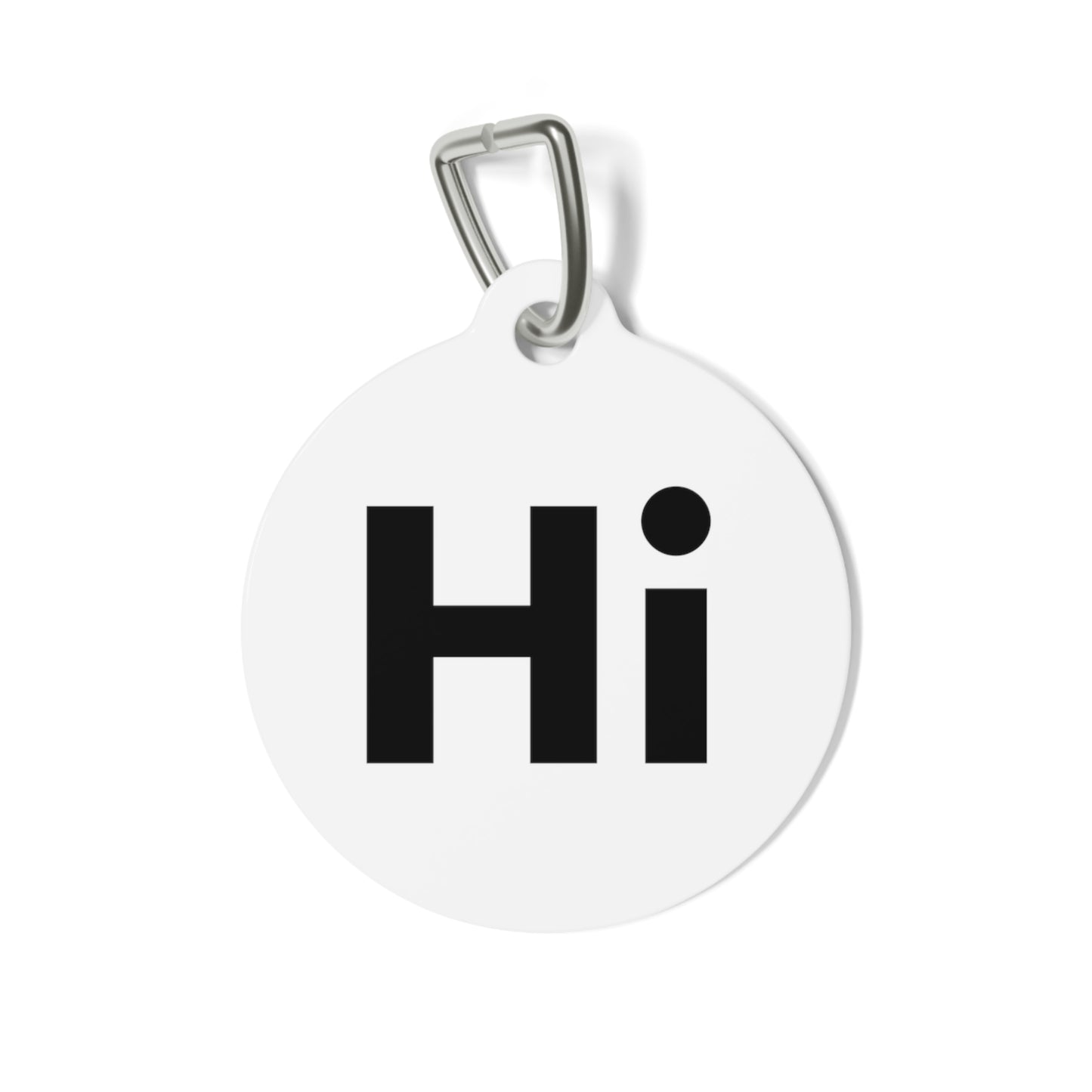 Hi Dog Tag Collar Charm that says Hi