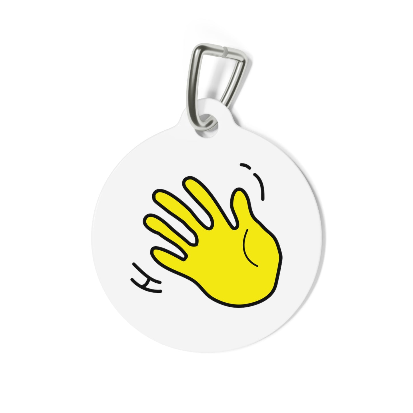 Hi Dog Tag Collar Charm with Happy interactions wave emoji