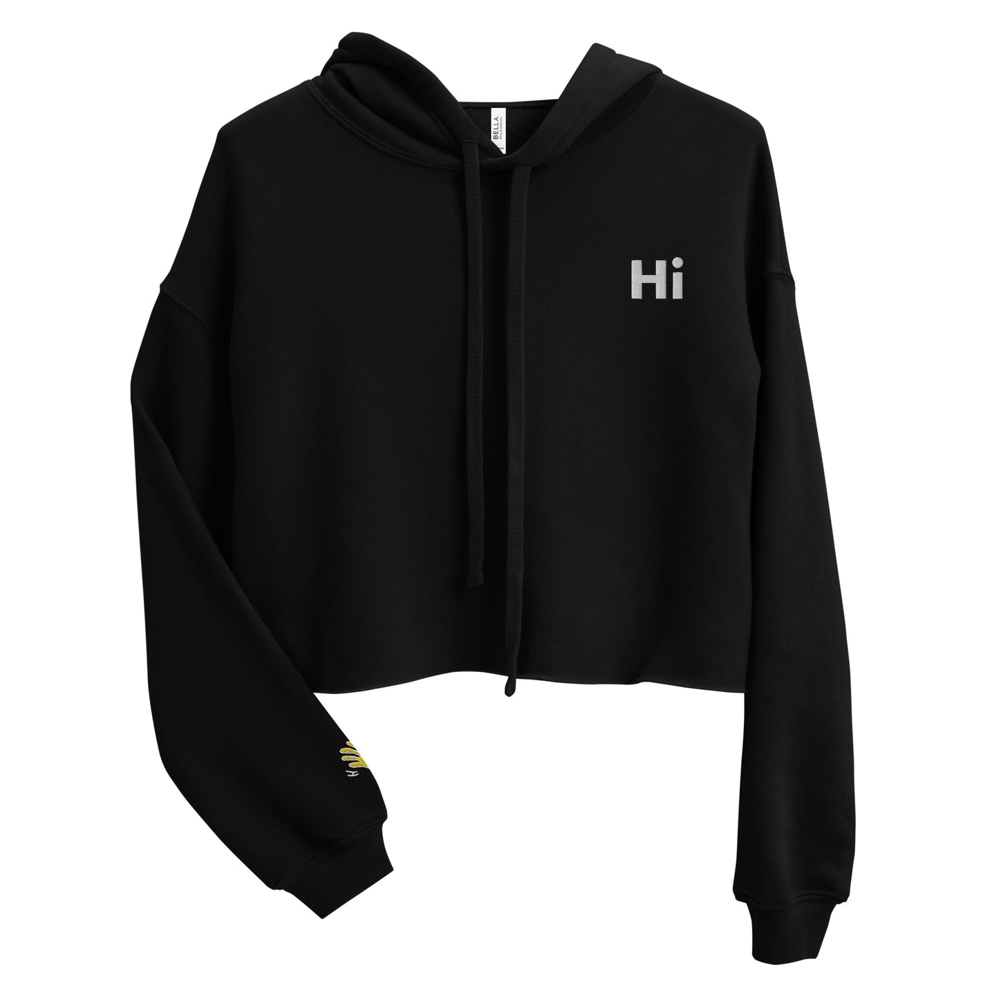 Hi Womens Cropped Hoodie by Happy interactions in Black