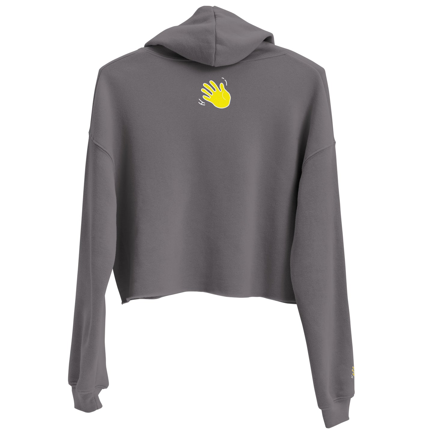 Hi Womens Cropped Hoodie by Happy interactions in Grey