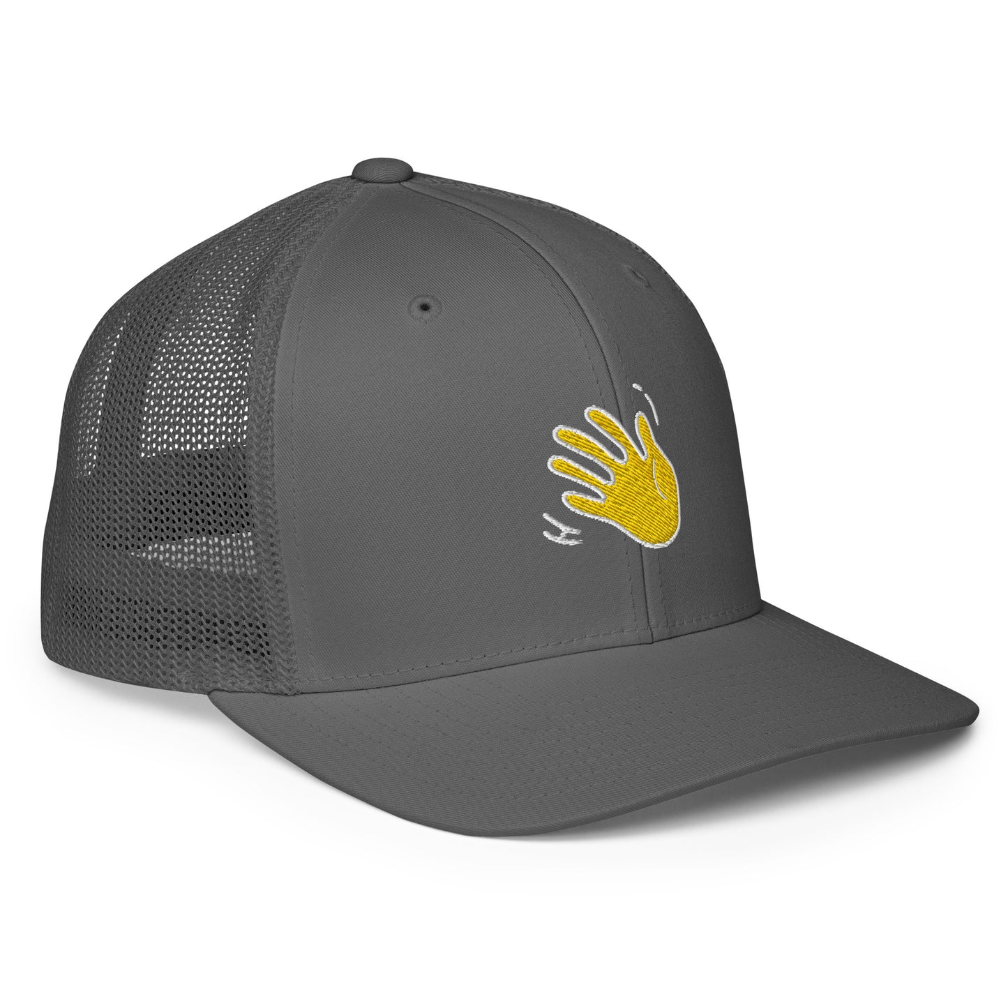 Hi 👋 Emoji Mesh Flexfit Hat in grey by Hi Happy interactions
