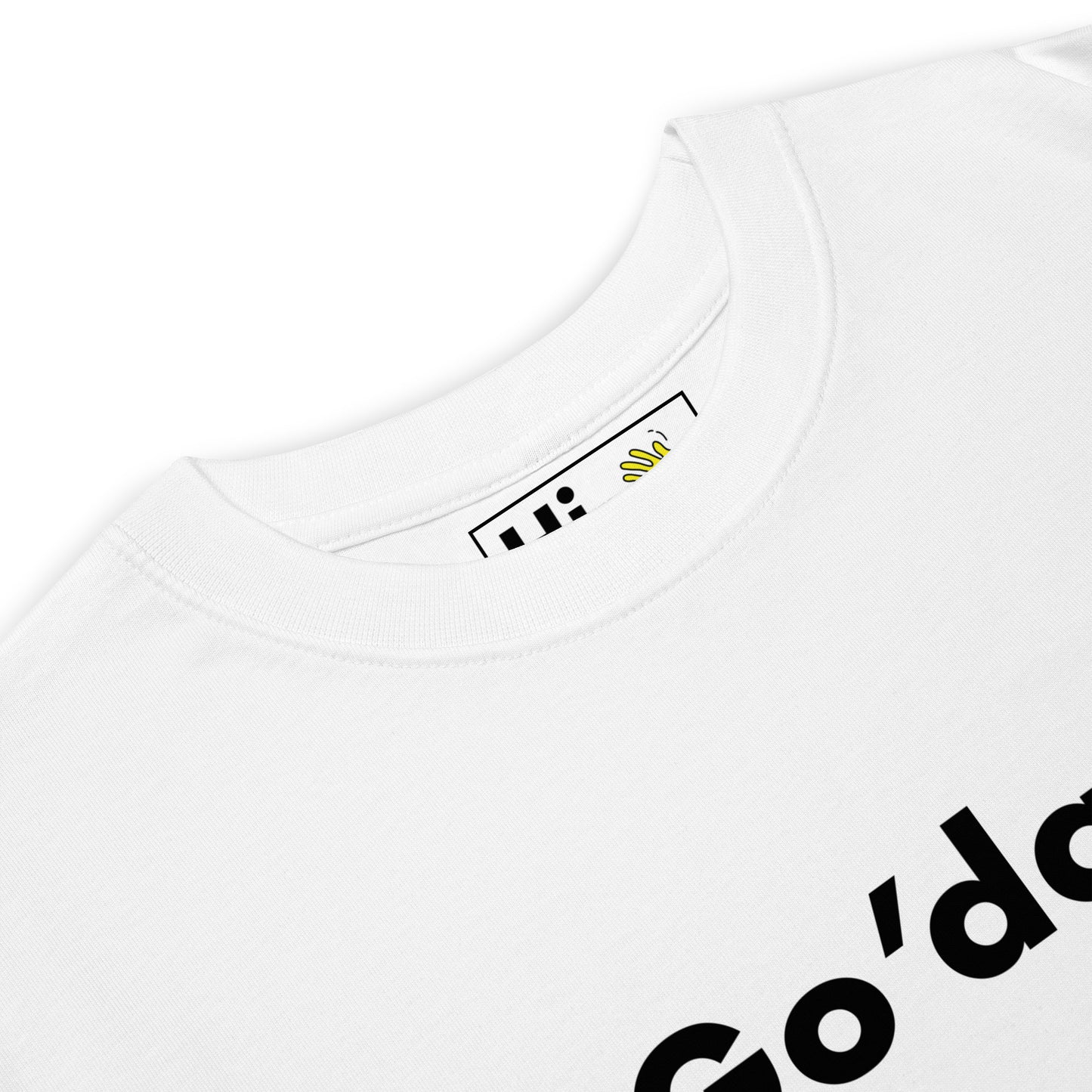 Hi Go’dav Danish greeting t shirt in white front detail