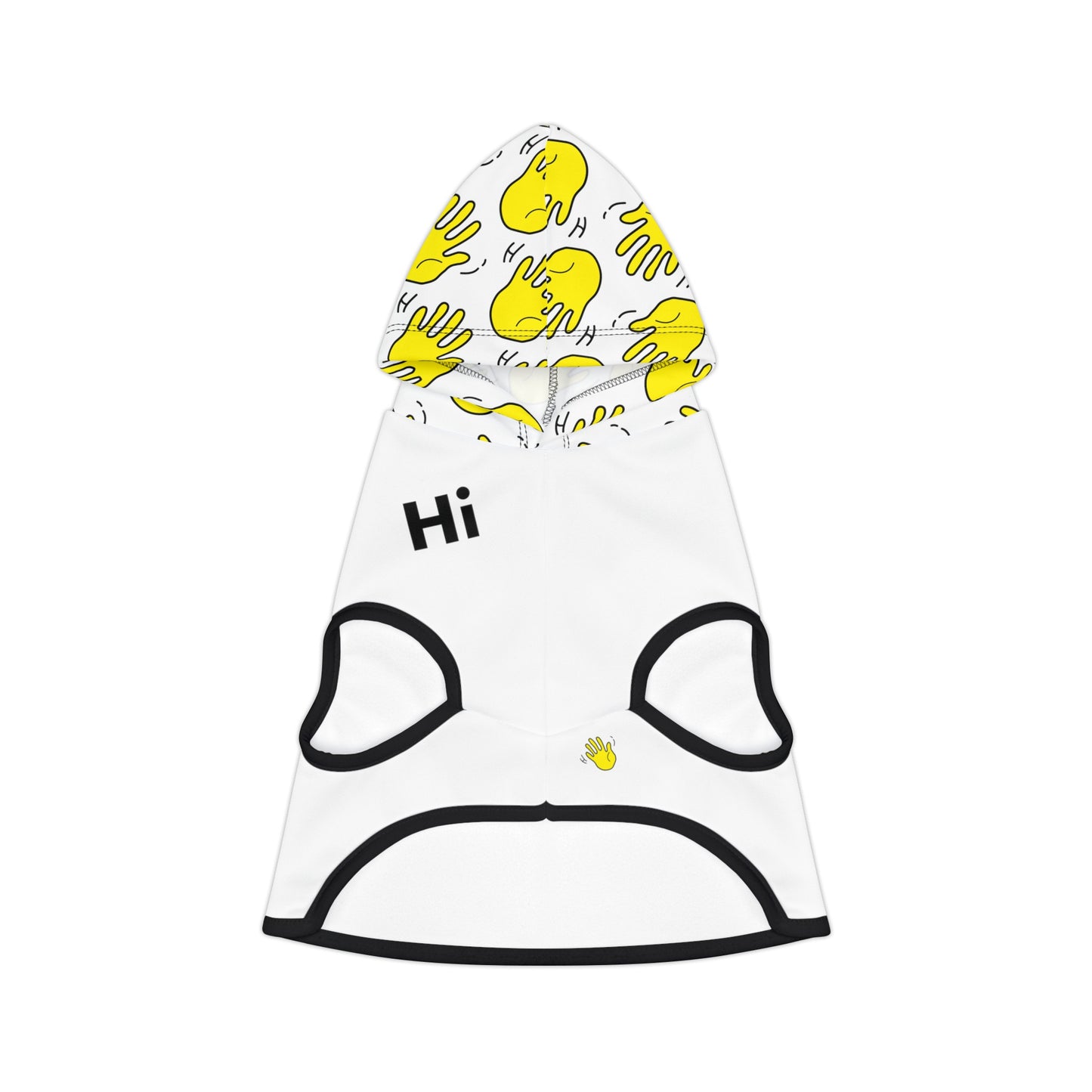 Hi Happy interactions Pet Hoodie Design with Black fabric Trim