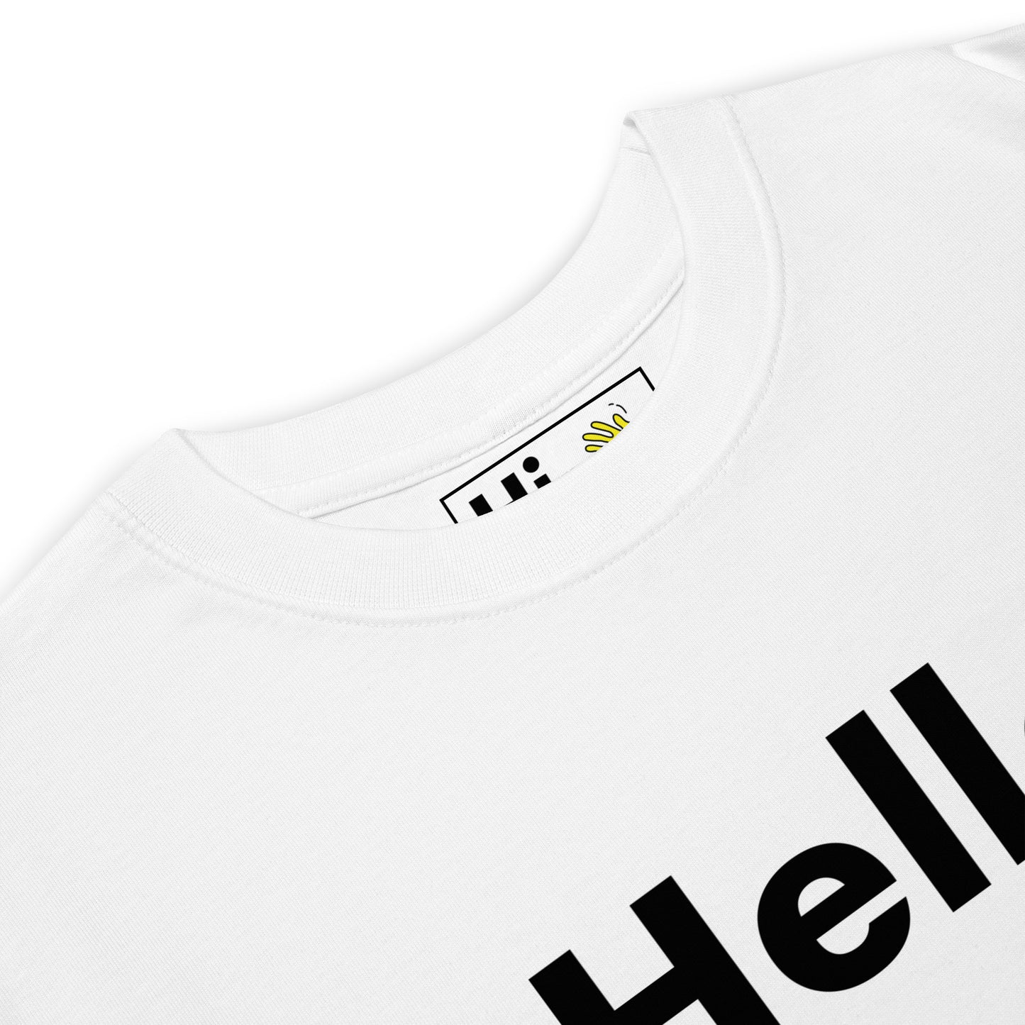 Hi Hello friendly american Greeting Tee Shirt in white front detail