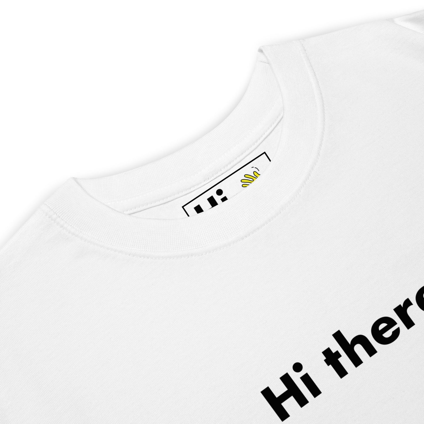 Hi Hi there Classic Greet T Shirt in white front detail