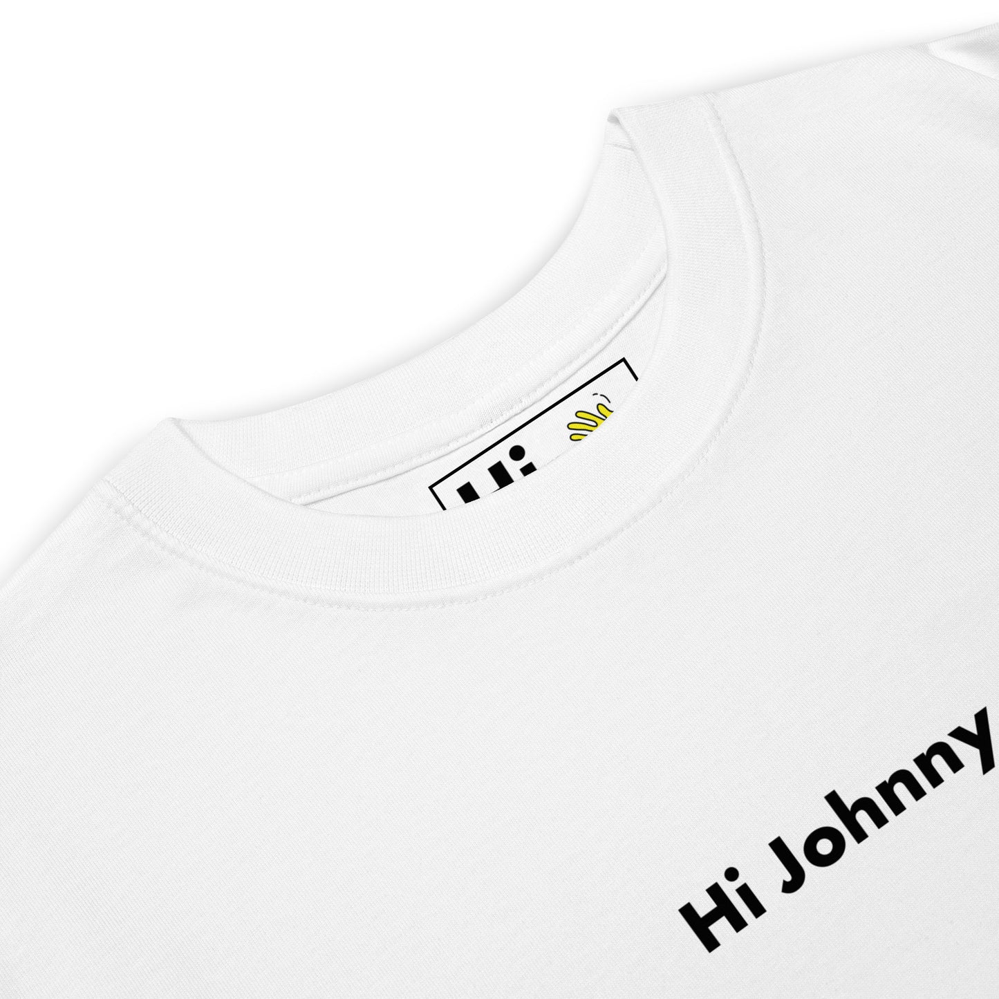 Hi Johnny Hi Tee in white detail 2