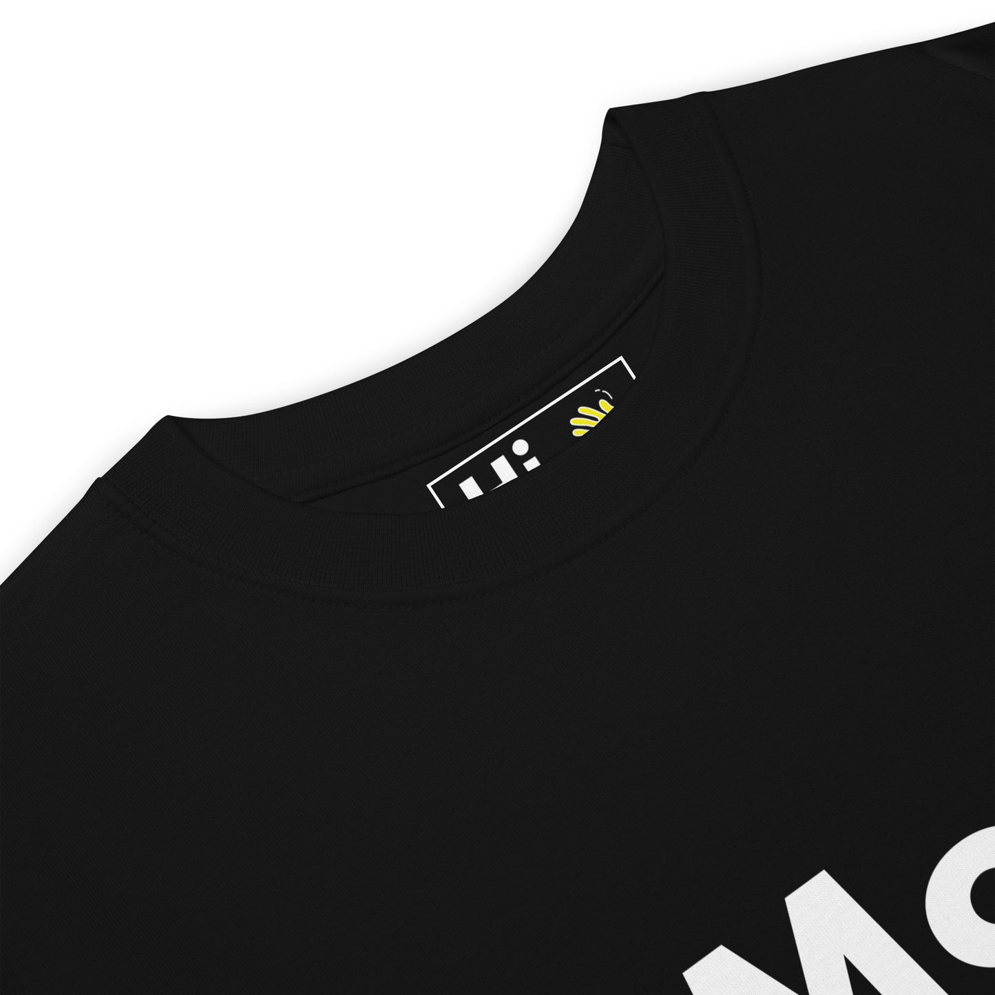 Hi Moi Finnish Greeting T shirt in black front detail