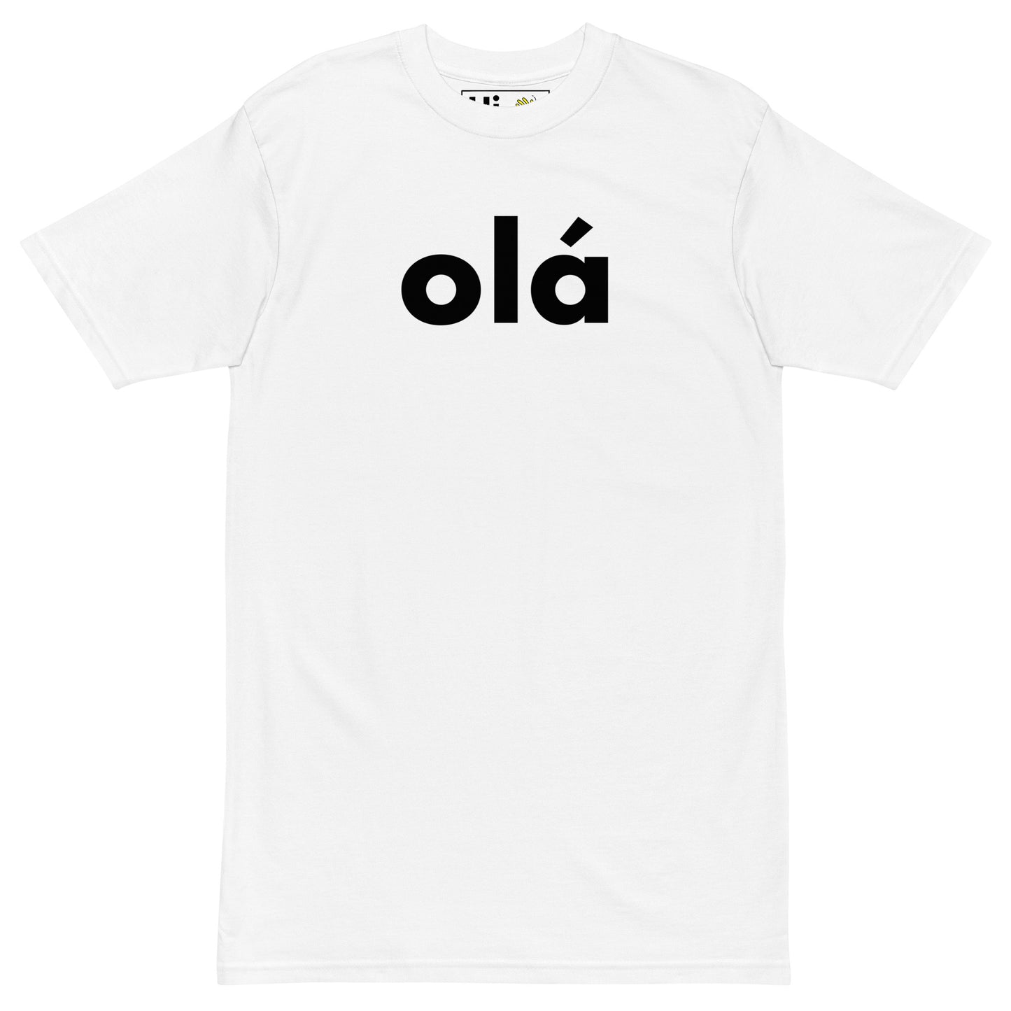 Hi Ola Portuguese Greeting T shirt in white front