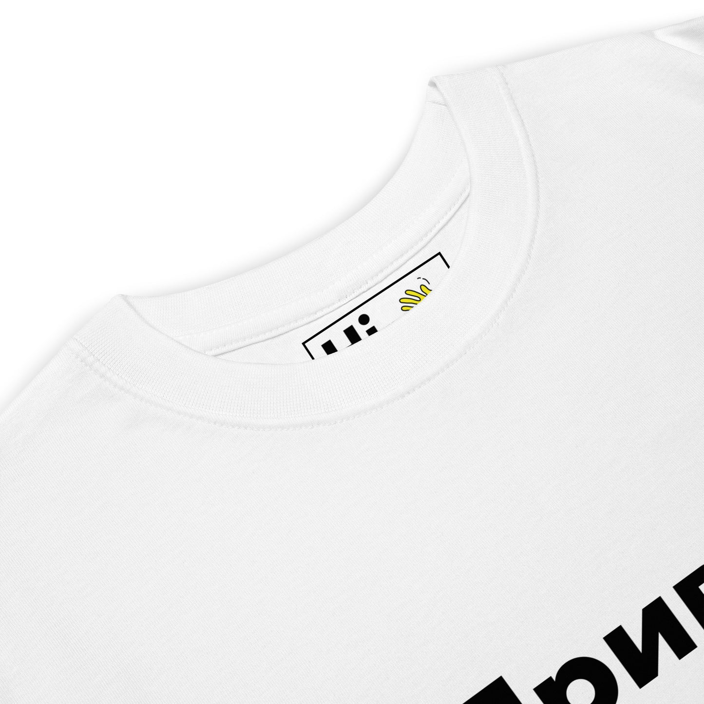 Hi Pryvit Ukrainian Greeting T shirt in white front detail, Привіт is how you say Hi in Ukrainian, pronounced "pree-vit"