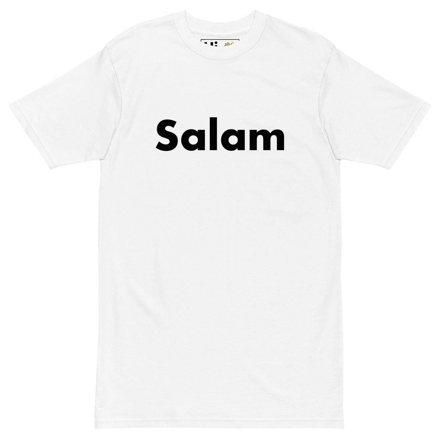 Hi Salam Arabic Greeting T Shirt by Happy interactions in white front
