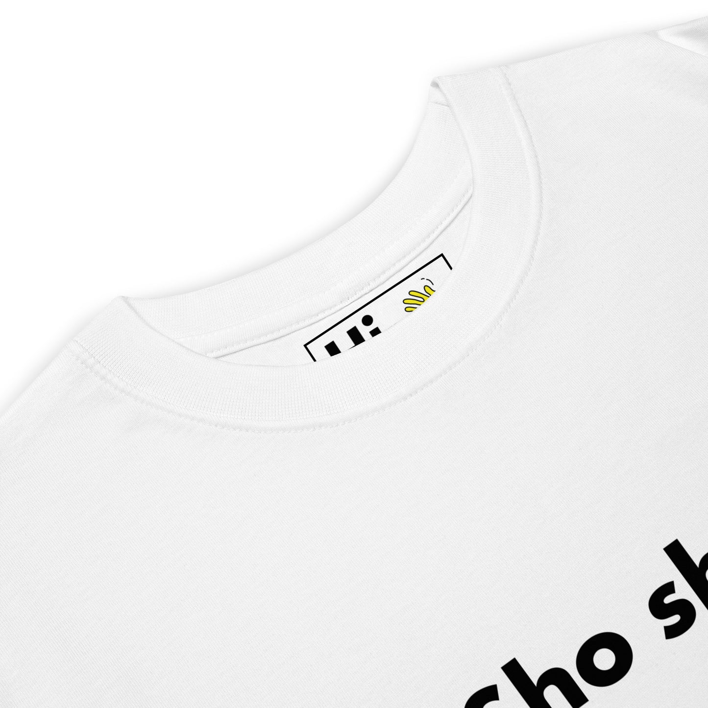 Hi Sho Sho South African Greeting T Shirt in white front detail