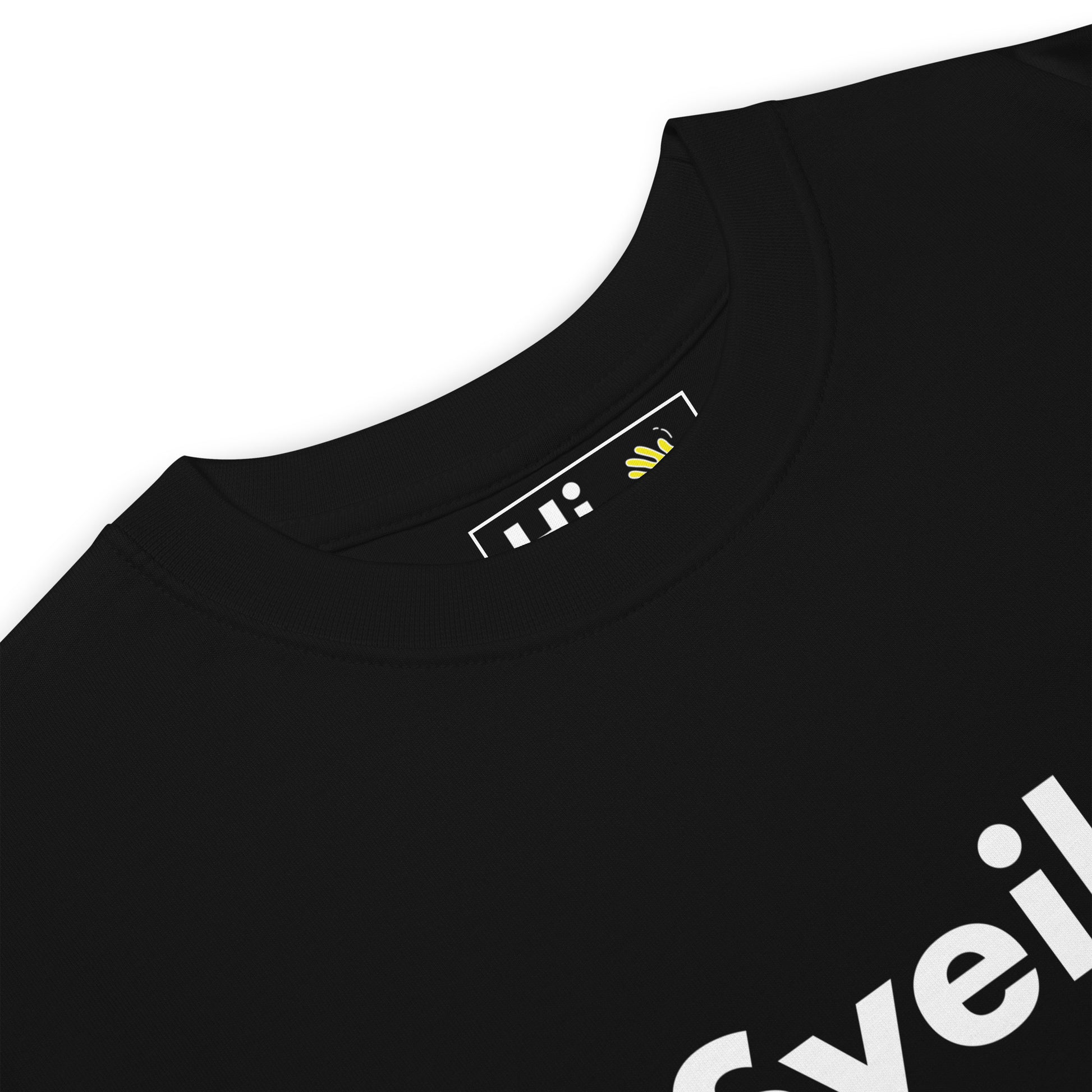 Hi Sveiki Latvian Greeting T Shirt in black front detail