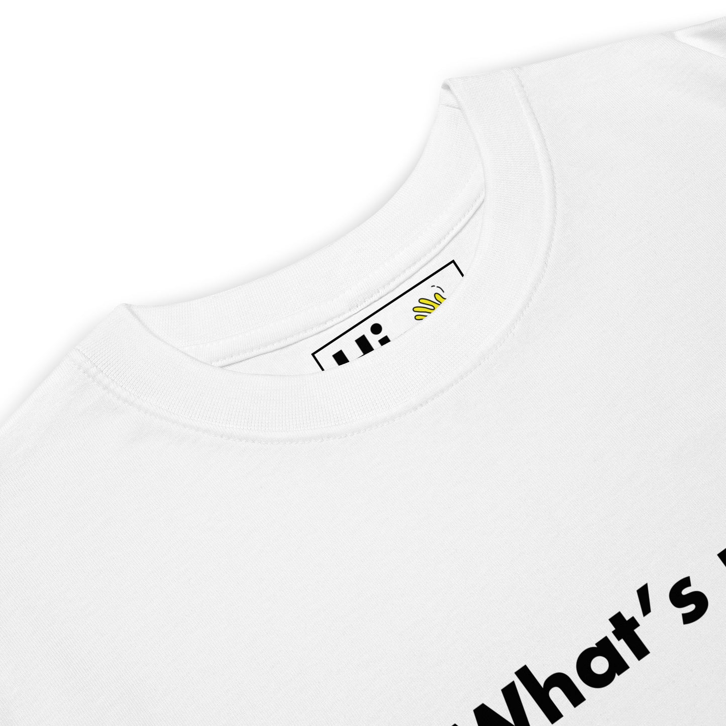 Hi Whats Up American Greeting T Shirt in white, front detail