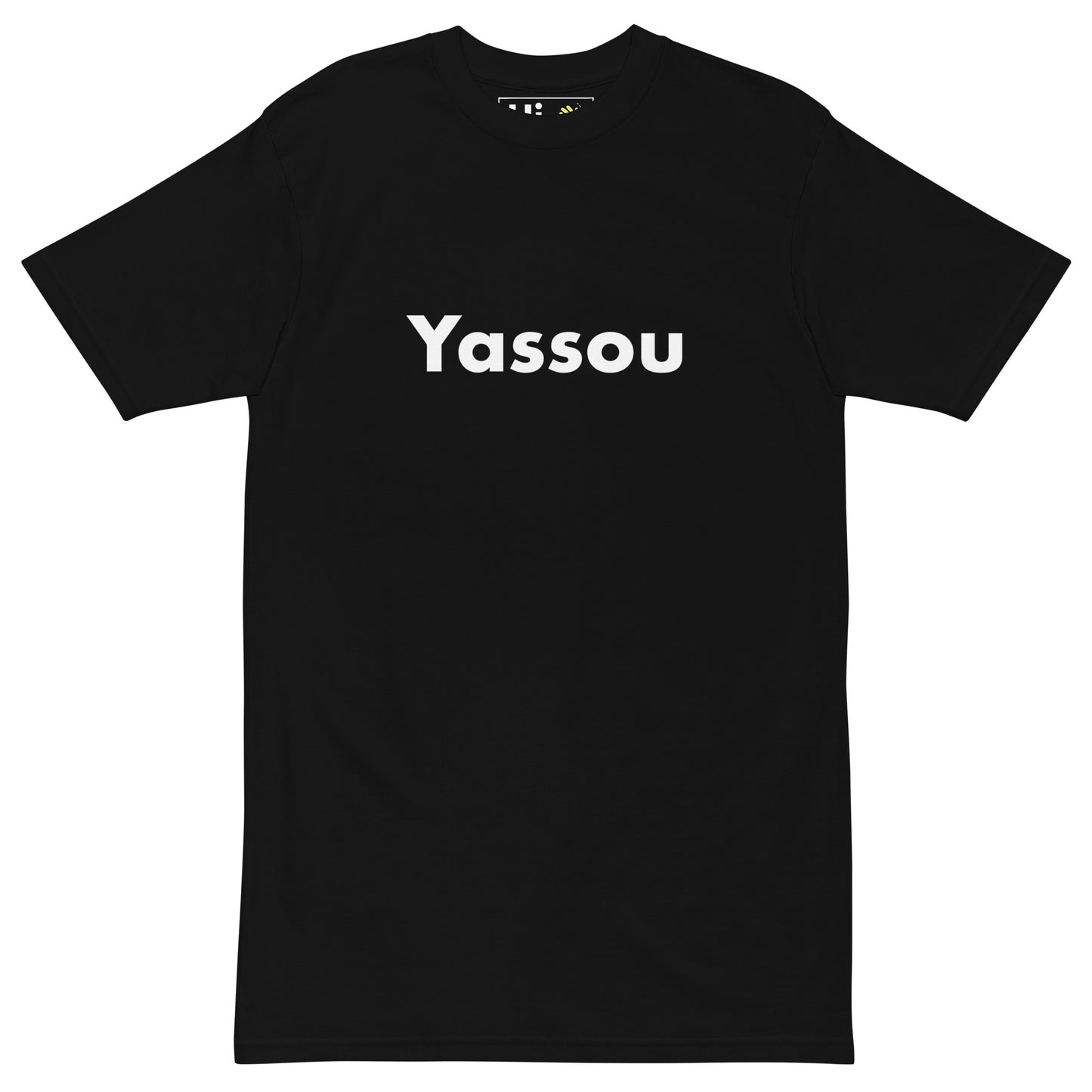 Hi Yassou Greek Greeting T shirt in black, front