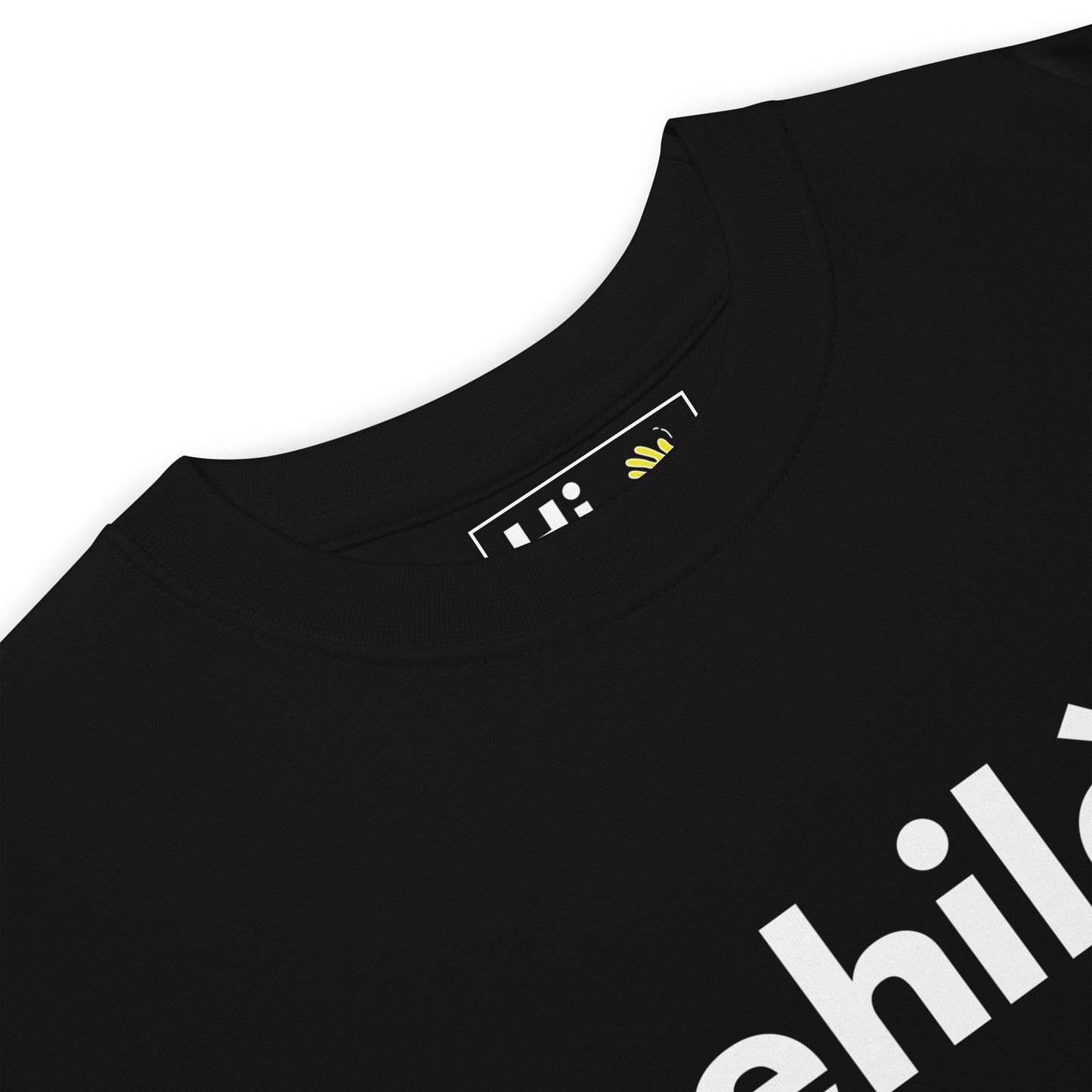 Hi ehilà Italian greeting t shirt in black front detail