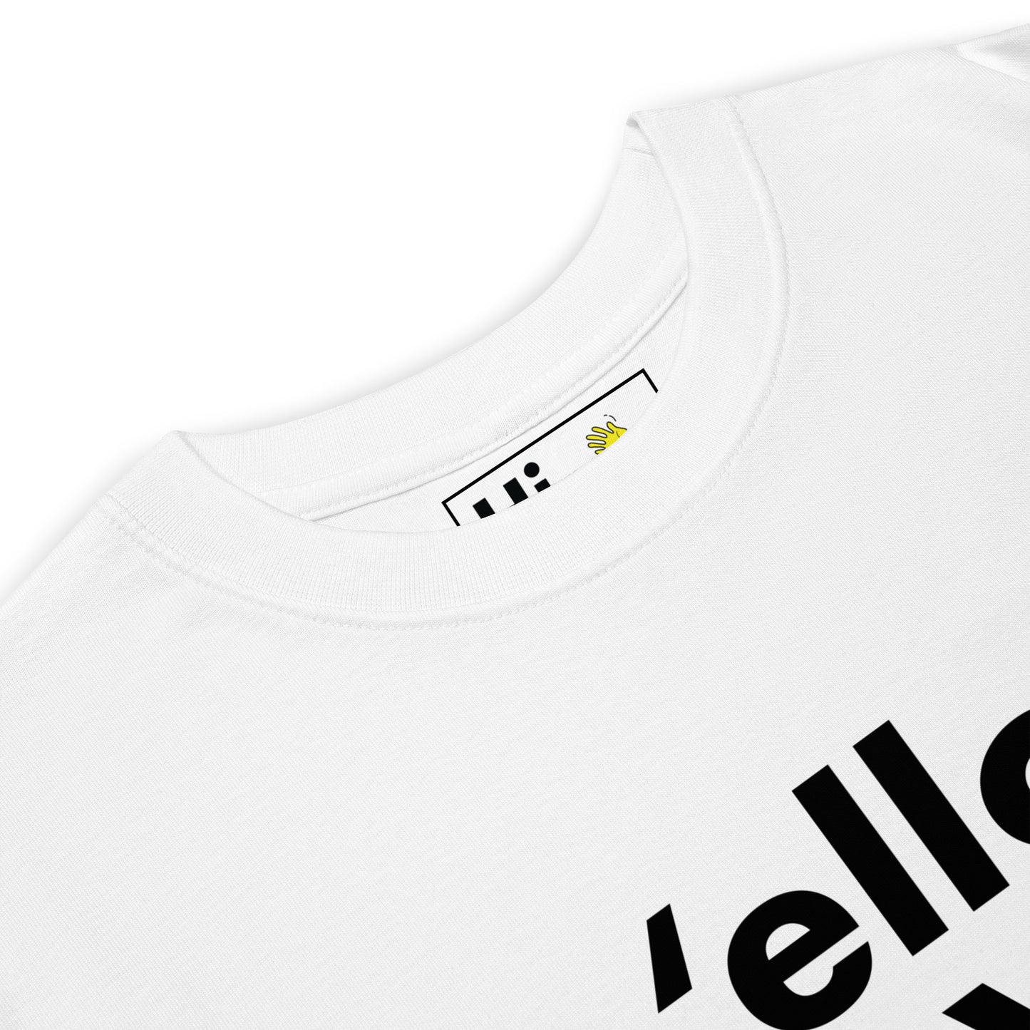 Hi ello love British Friendly Greeting T shirt in white front