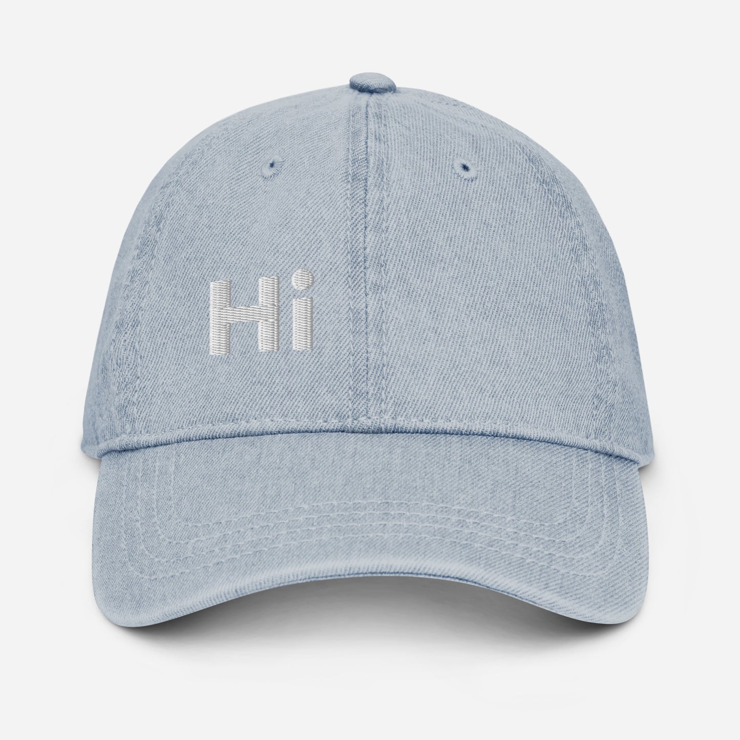 Hi Ciao Denim hat in light blue front