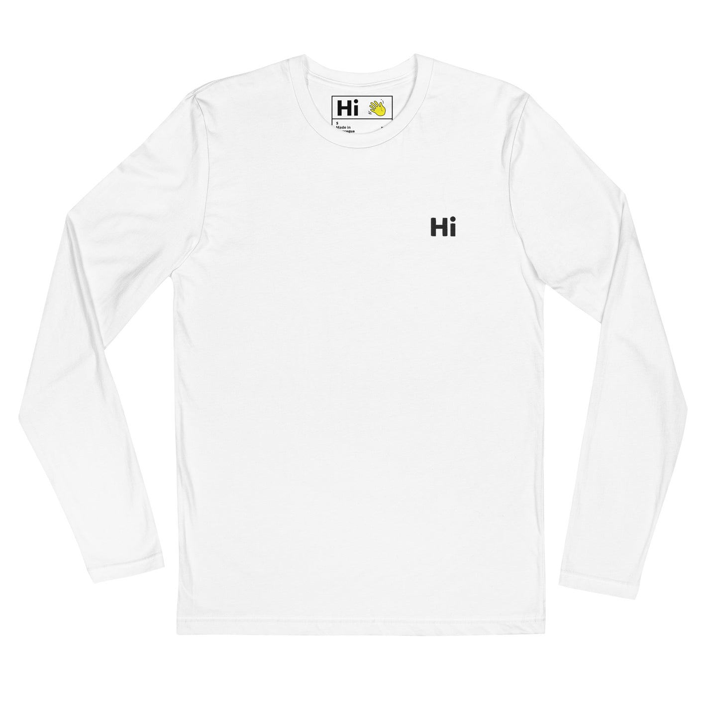 Hi Embroidered Long Sleeve shirt in white
