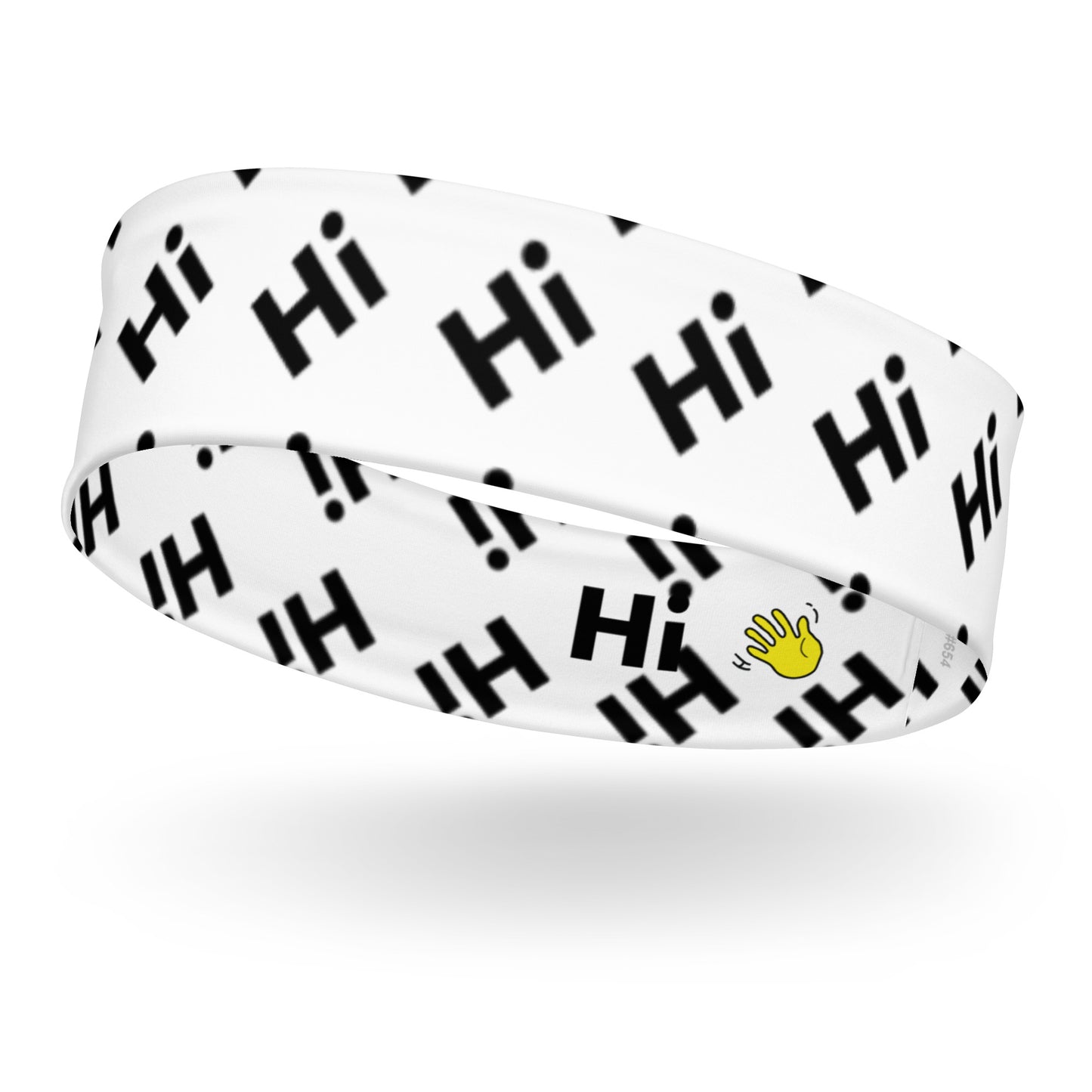 Hi Headband with repeating Hi pattern