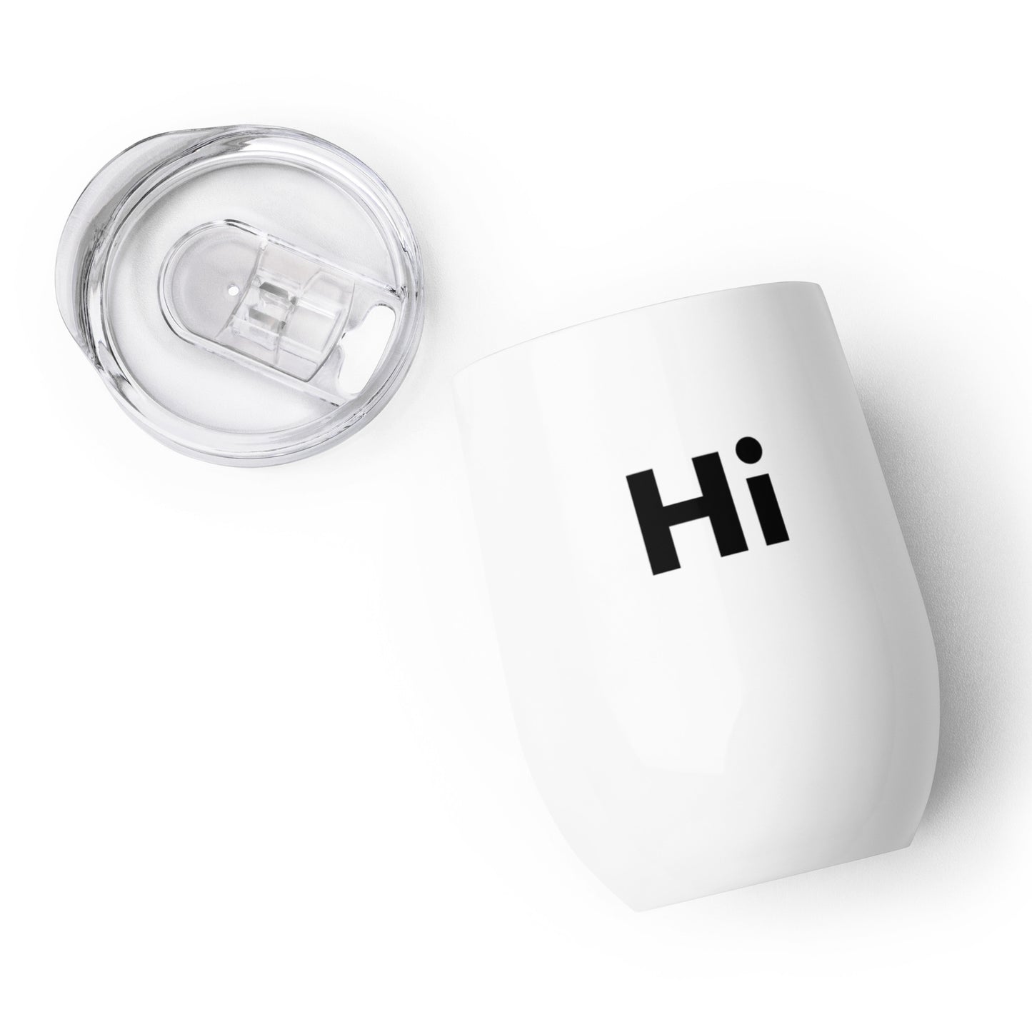 Hi wine tumbler white front over head