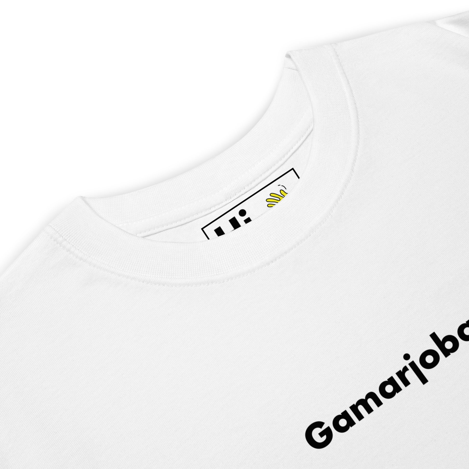 Gamarjoba გამარჯობა Georgian Hi Greet Tee in black white detail