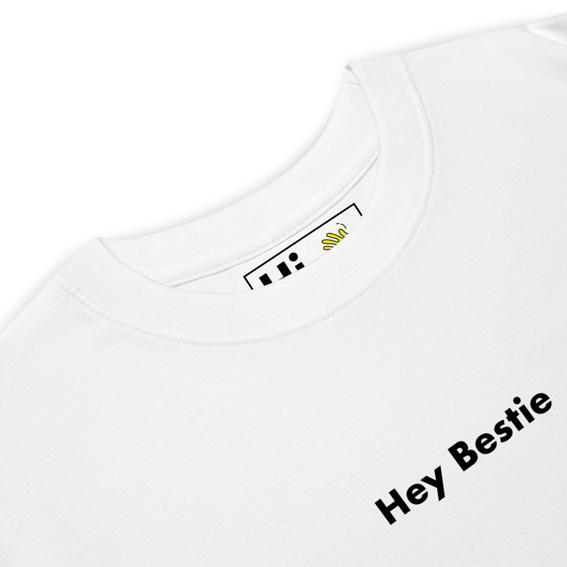 Hey Bestie Hi Tee white detail