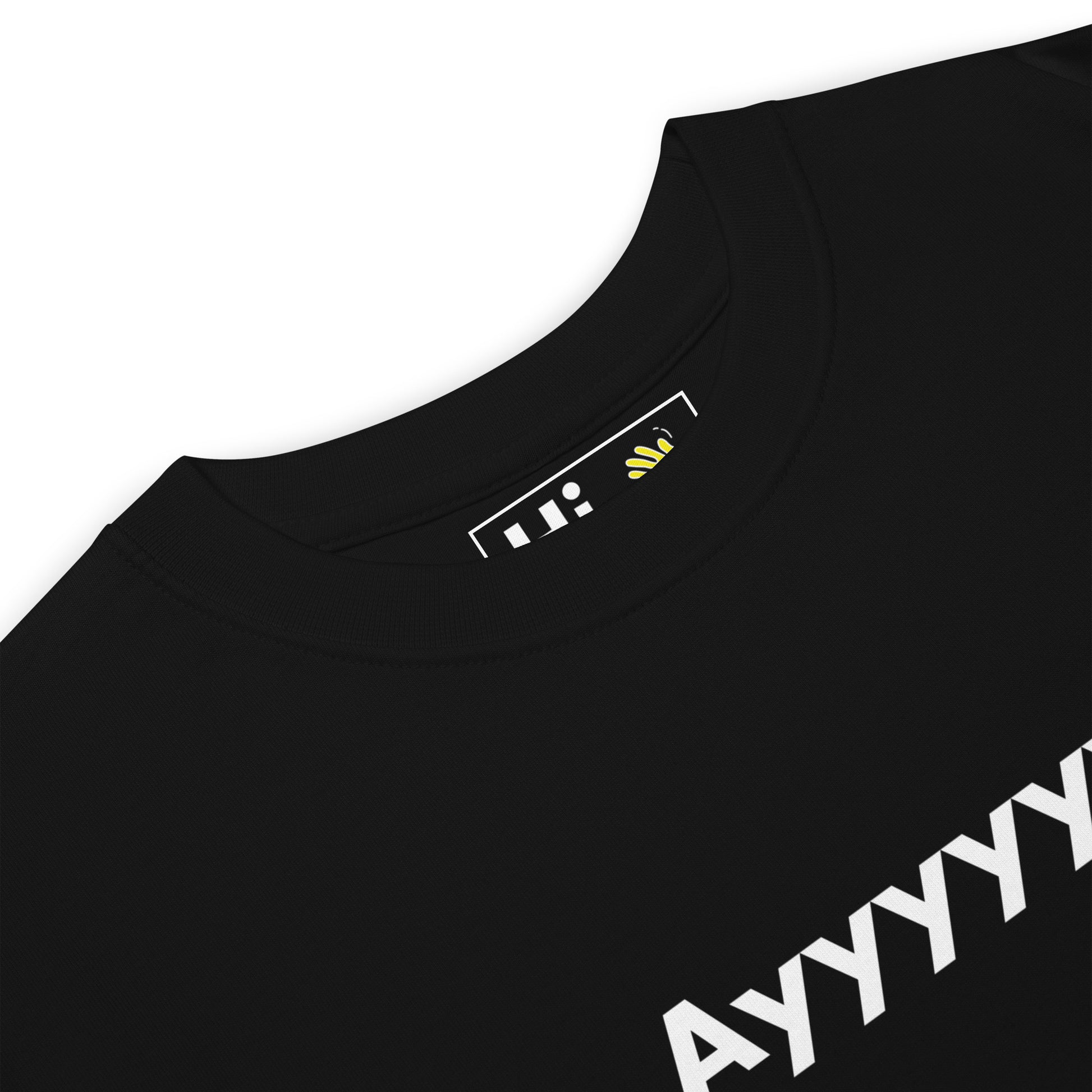 Hi Ayyyyyy Greet Tee in black front detail