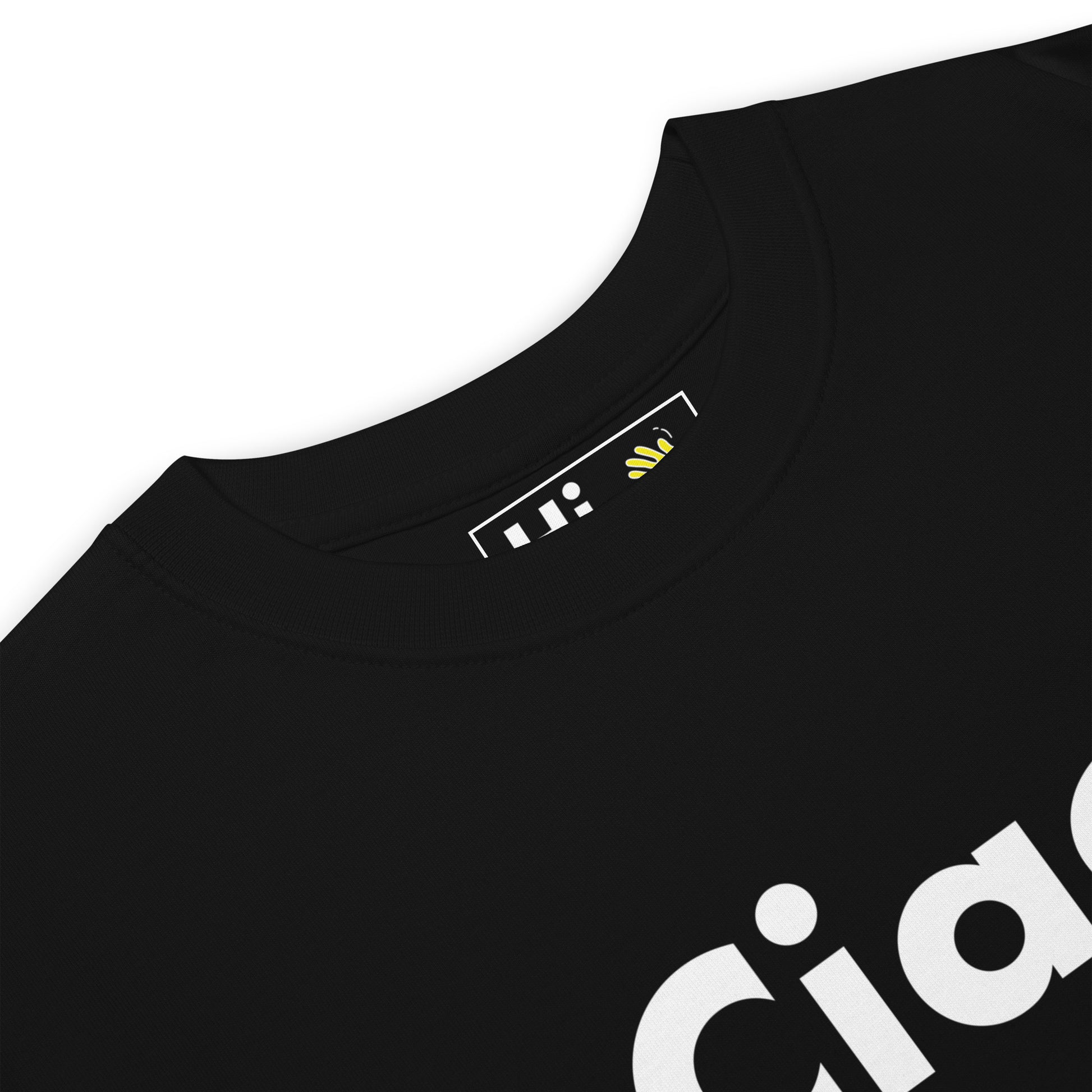 Hi Ciao Italian Greeting t shirt in black front