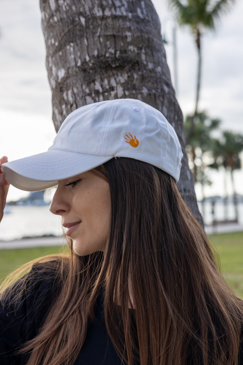 Hi Ciao hat in white modeled by Anastasia Ponomar