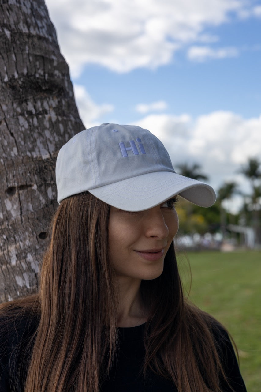 Hi Ciao hat in white modeled by Anastasia Ponomar