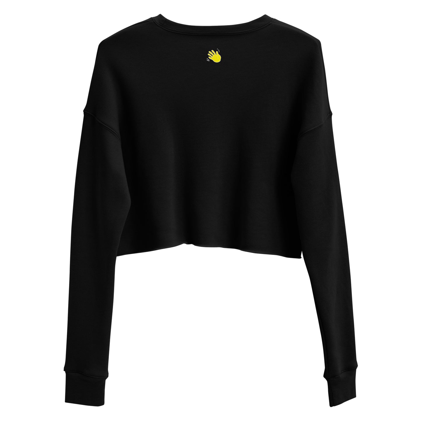 Hi Cropped Sweatshirt from Happy interactions in Black おはよう "Ohayo" — Good Morning in Japanese back