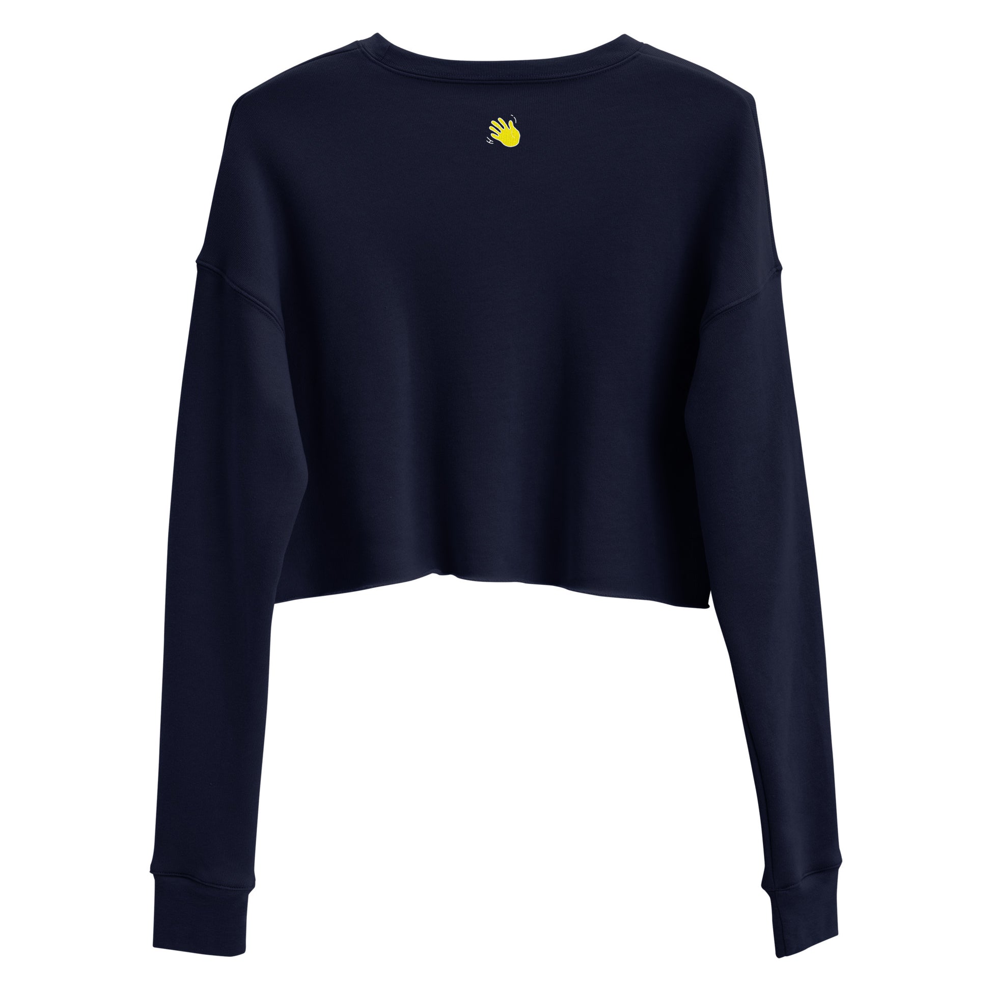 Hi Cropped Sweatshirt from Happy interactions in Navy  'ello love — Greeting in British English back