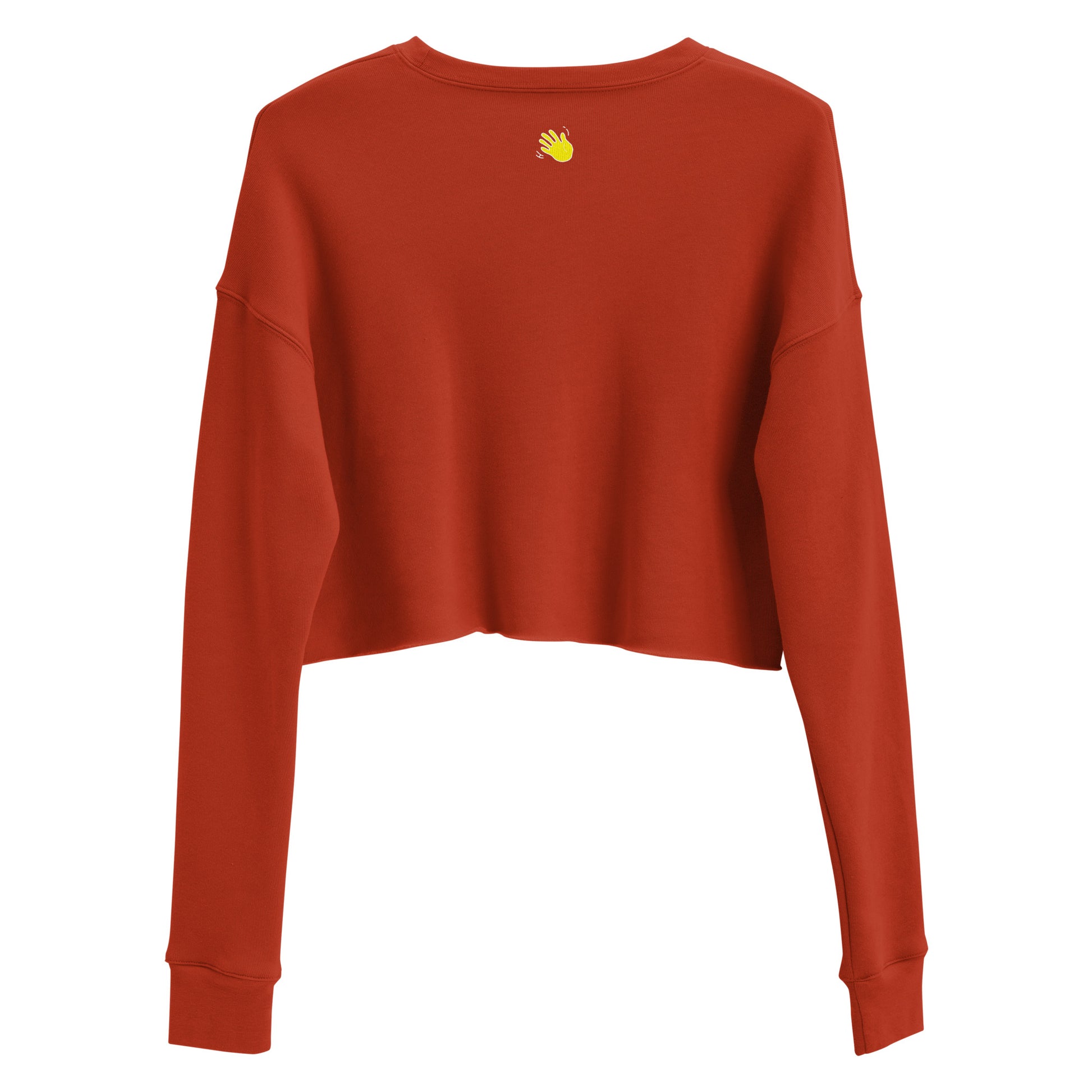 Hi Cropped Sweatshirt from Happy interactions in Red Piacere — Pleased to meet you in Italian back