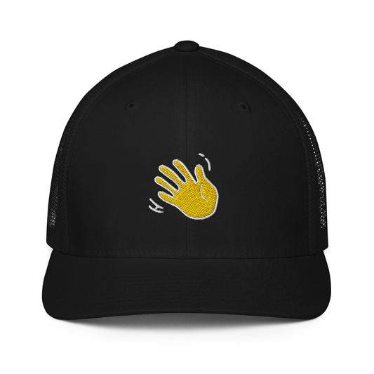 Hi 👋 Emoji Mesh Flexfit Hat in black by Hi Happy interactions