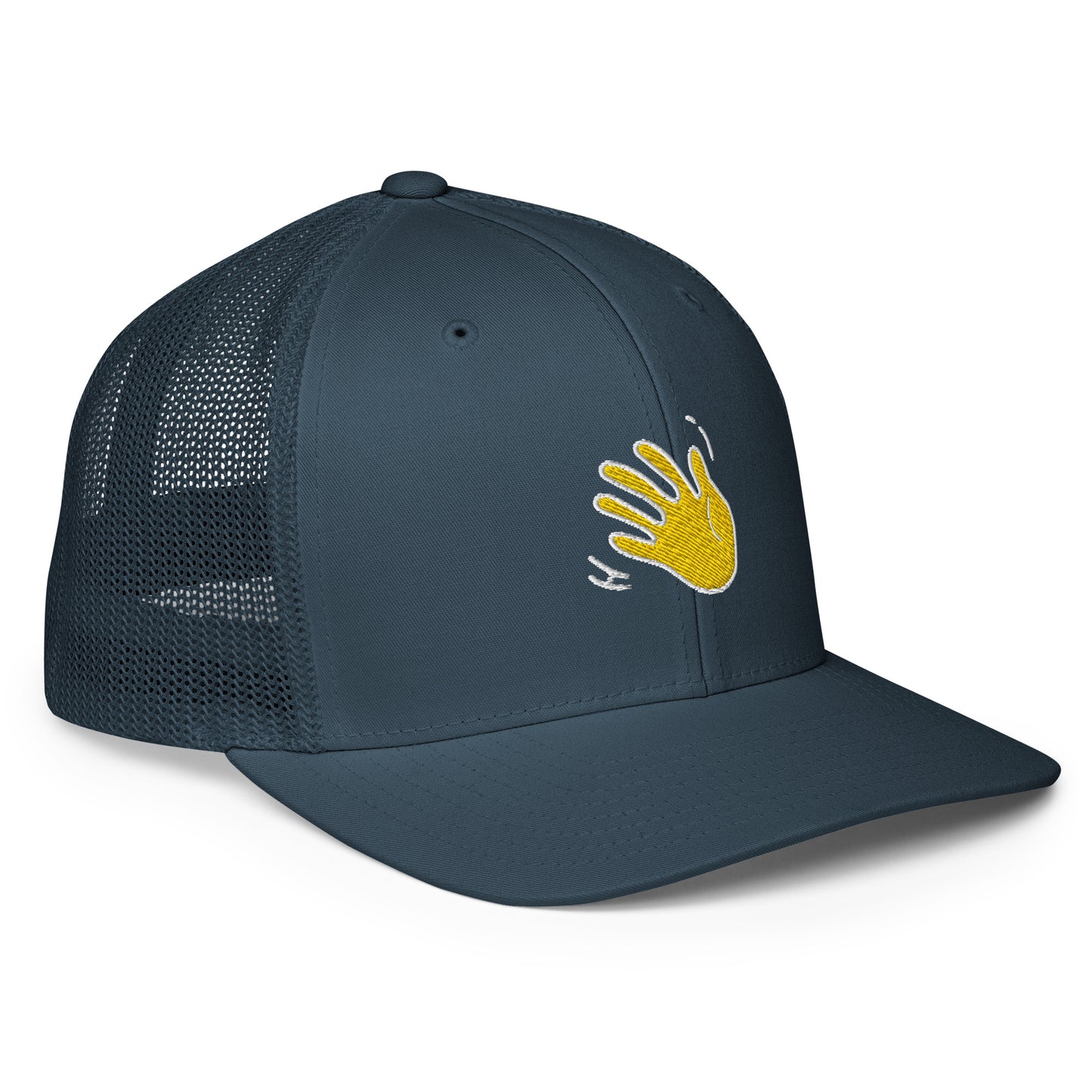 Hi 👋 Emoji Mesh Flexfit Hat in navy by Hi Happy interactions