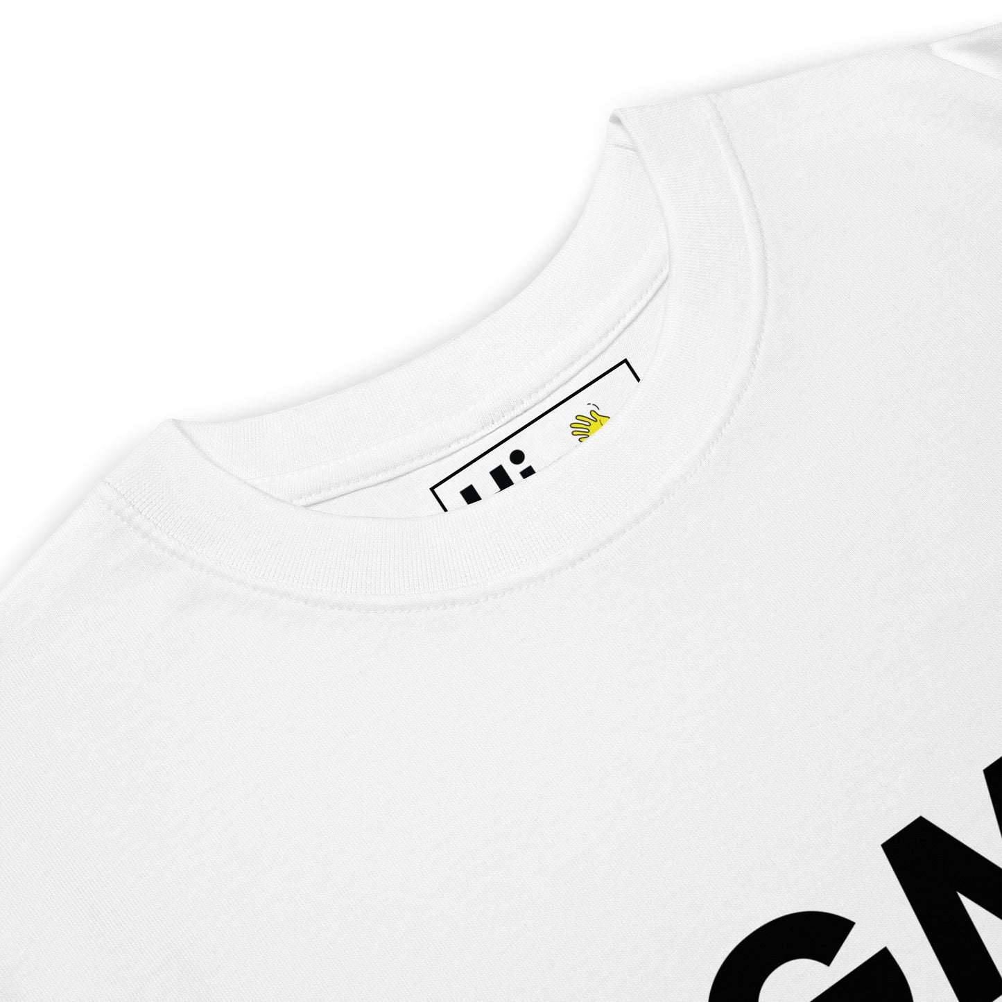 Hi GM Good Morning Internet Lingo Greeting T shirt in white front detail