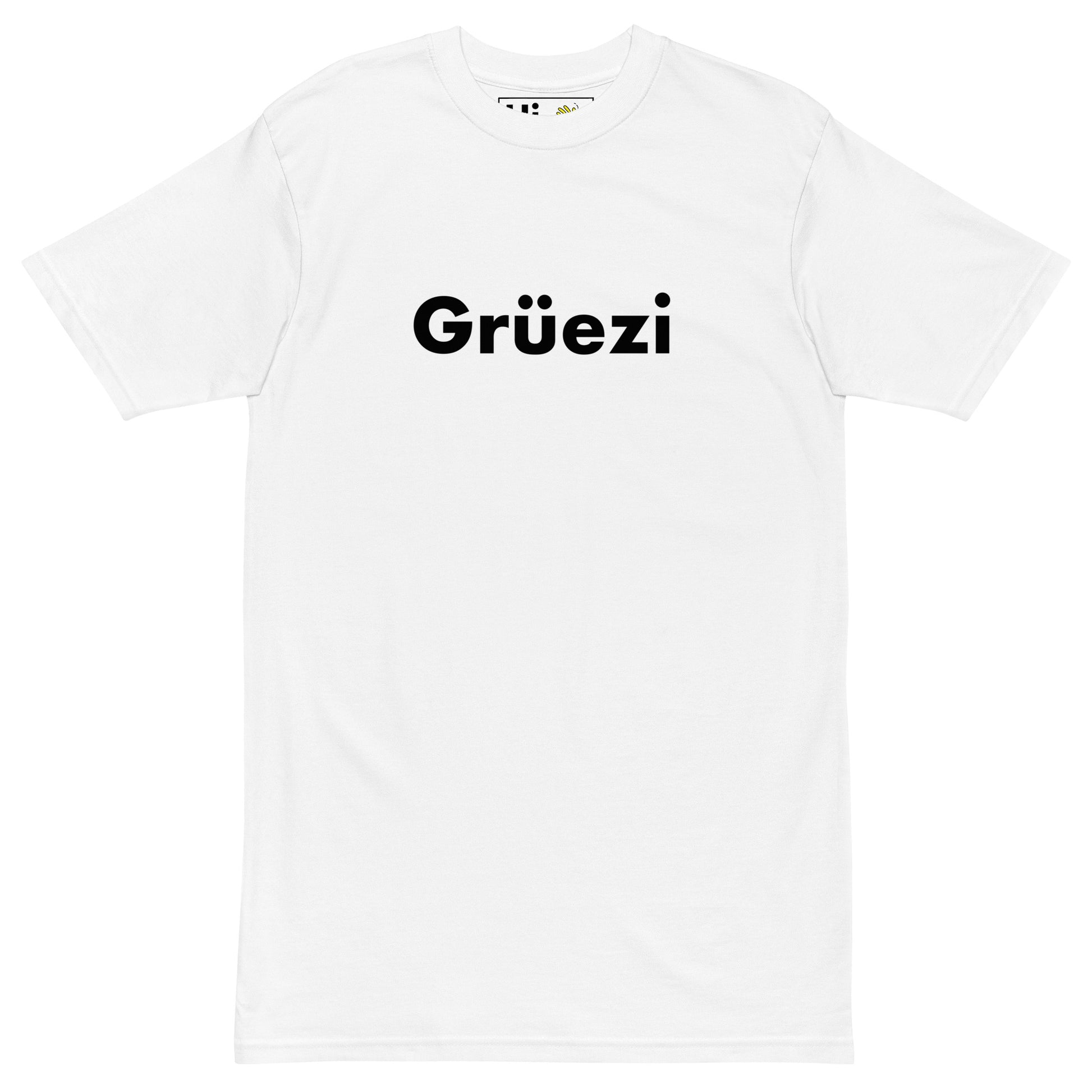 Hi Grüezi Swiss German Greeting t shirt in white
