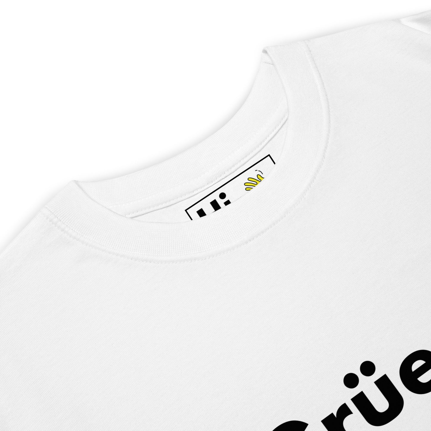 Hi Grüezi Swiss German Greeting t shirt in white front detail
