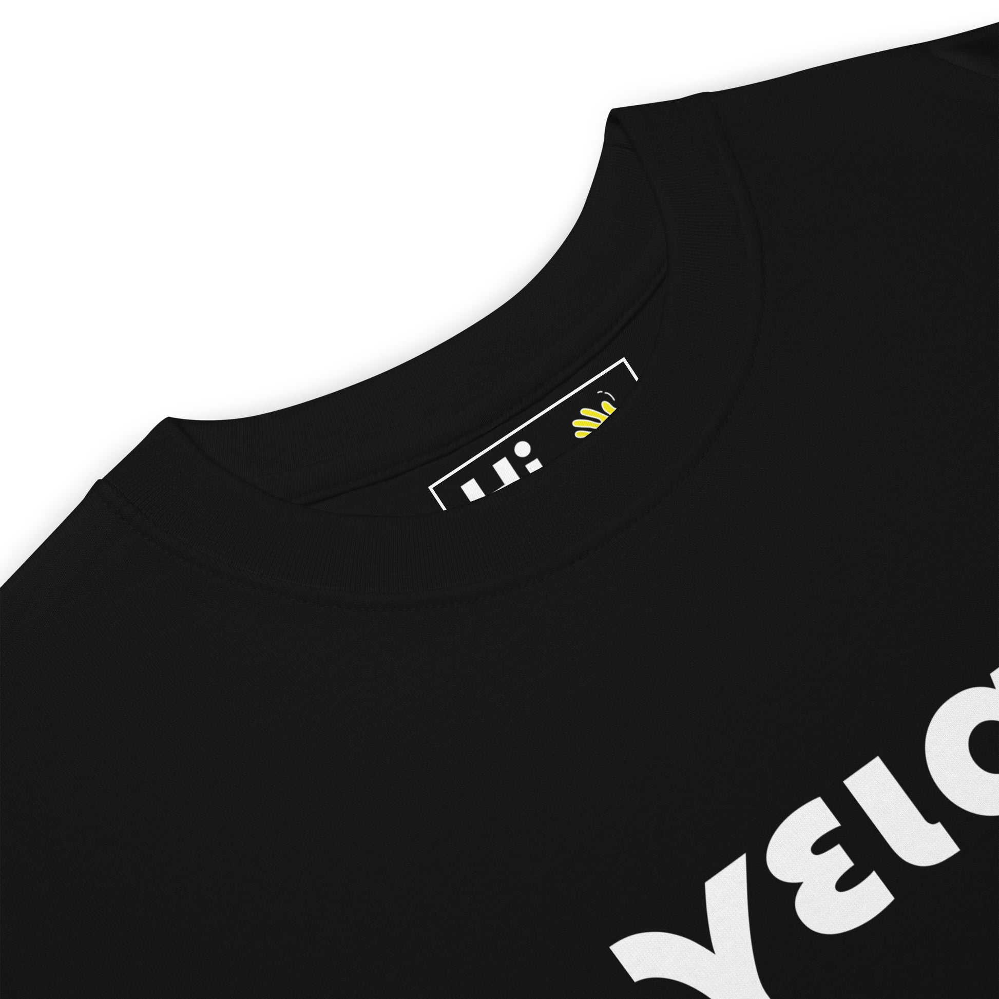 Hi Greek Greeting T shirt in black front detail, γεια means Hi in Greek — pronounced like "geia"