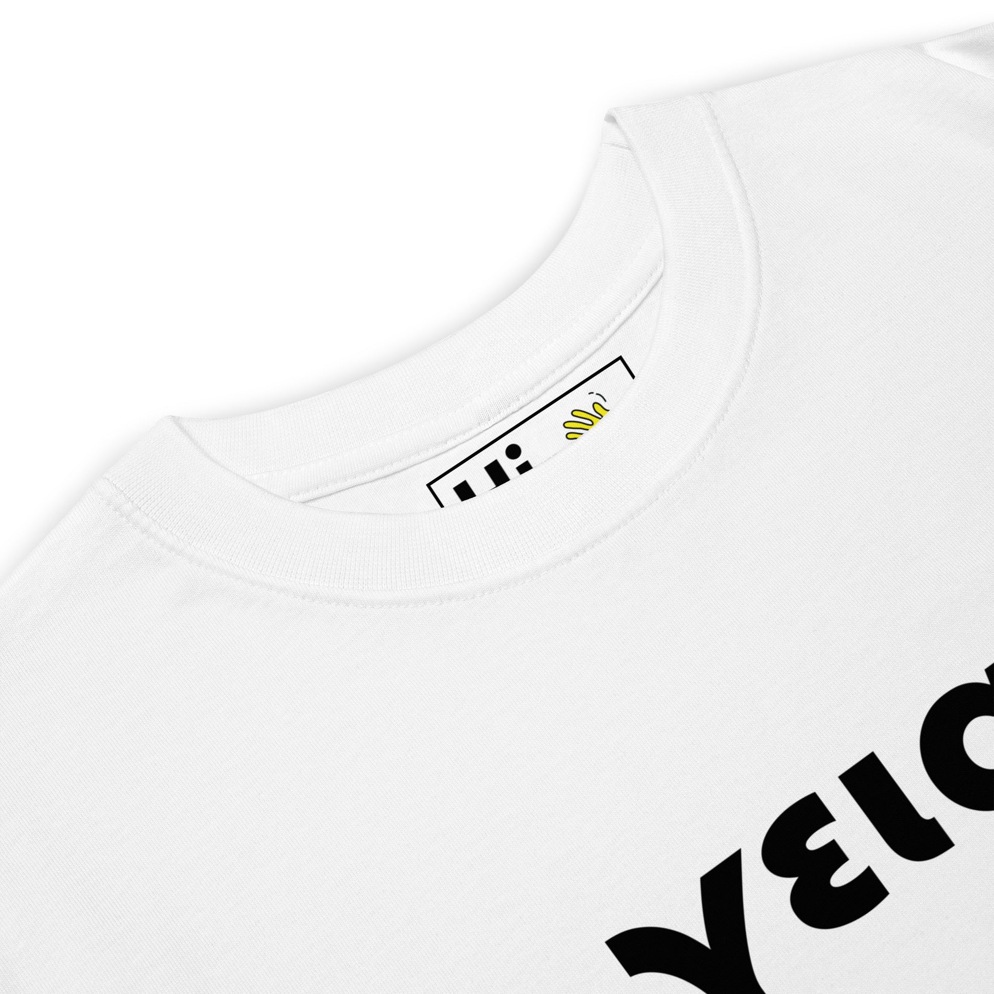 Hi Greek Greeting T shirt in white front detail, γεια means Hi in Greek — pronounced like "geia"