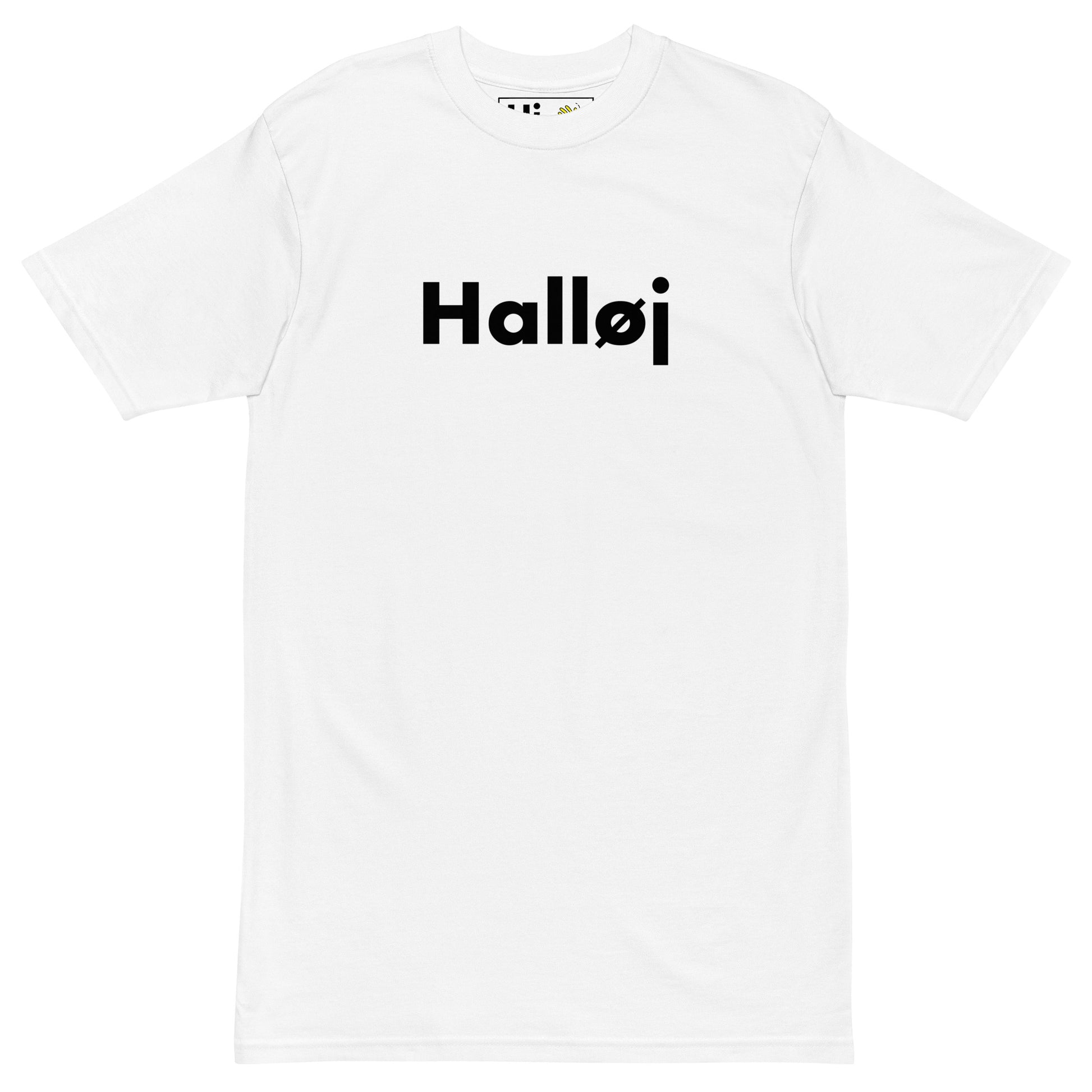 Hi Halløj Danish Fun Greeting T shirt in white