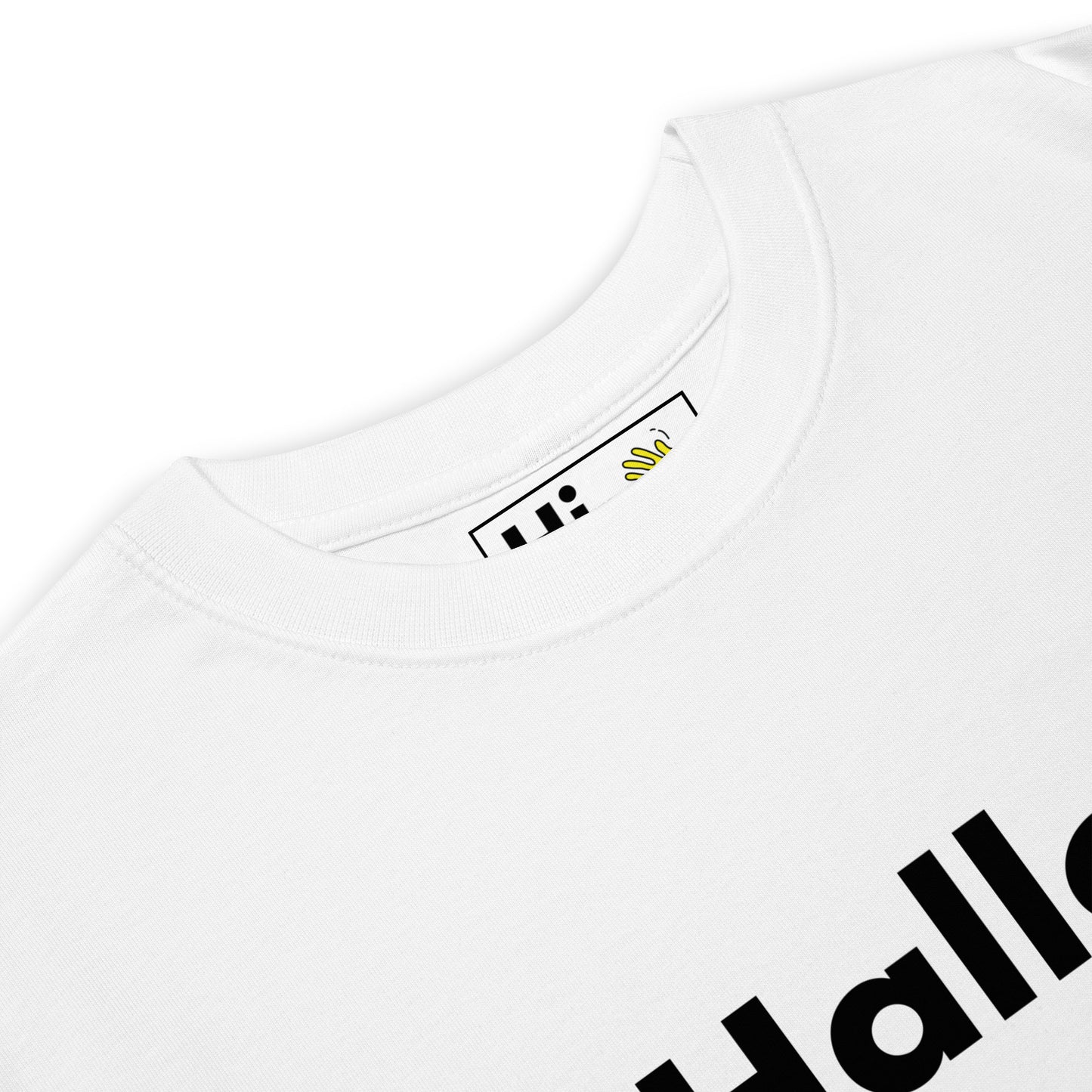 Hi Halløj Danish Fun Greeting T shirt in white front detail